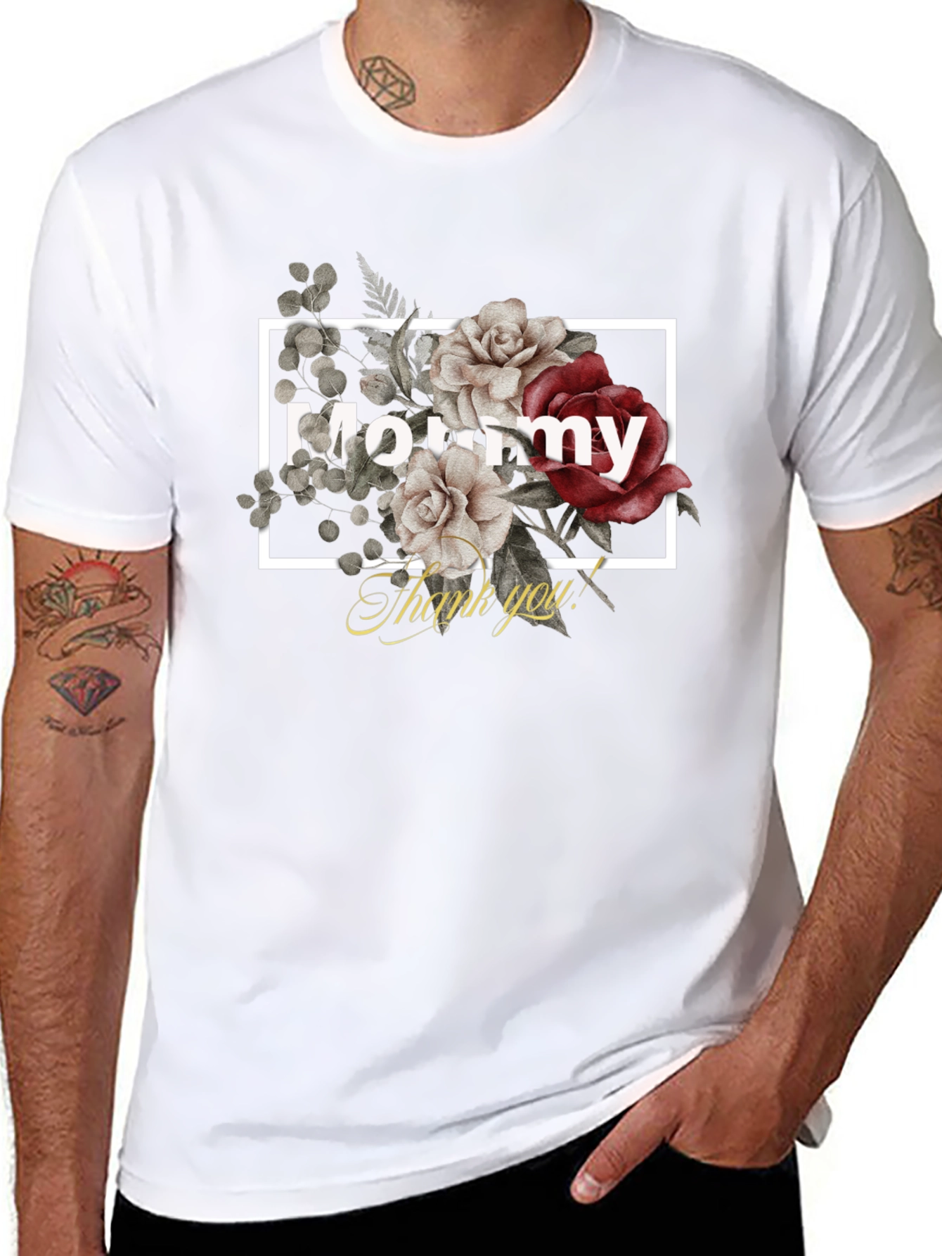 Mommy Floral Graphic Black T-Shirt