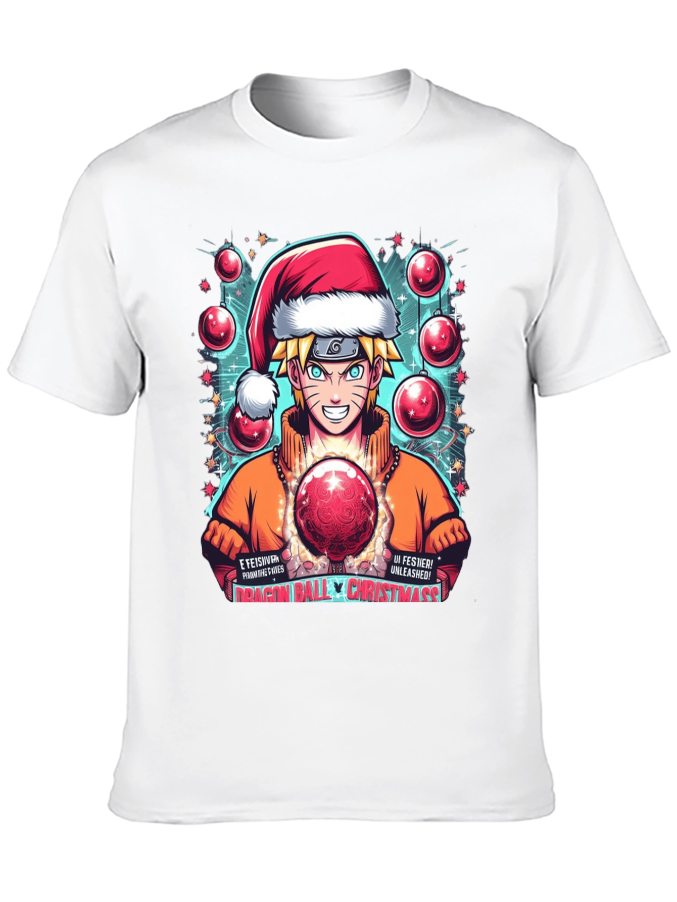 Naruto Dragon Ball Christmas Graphic T-Shirt