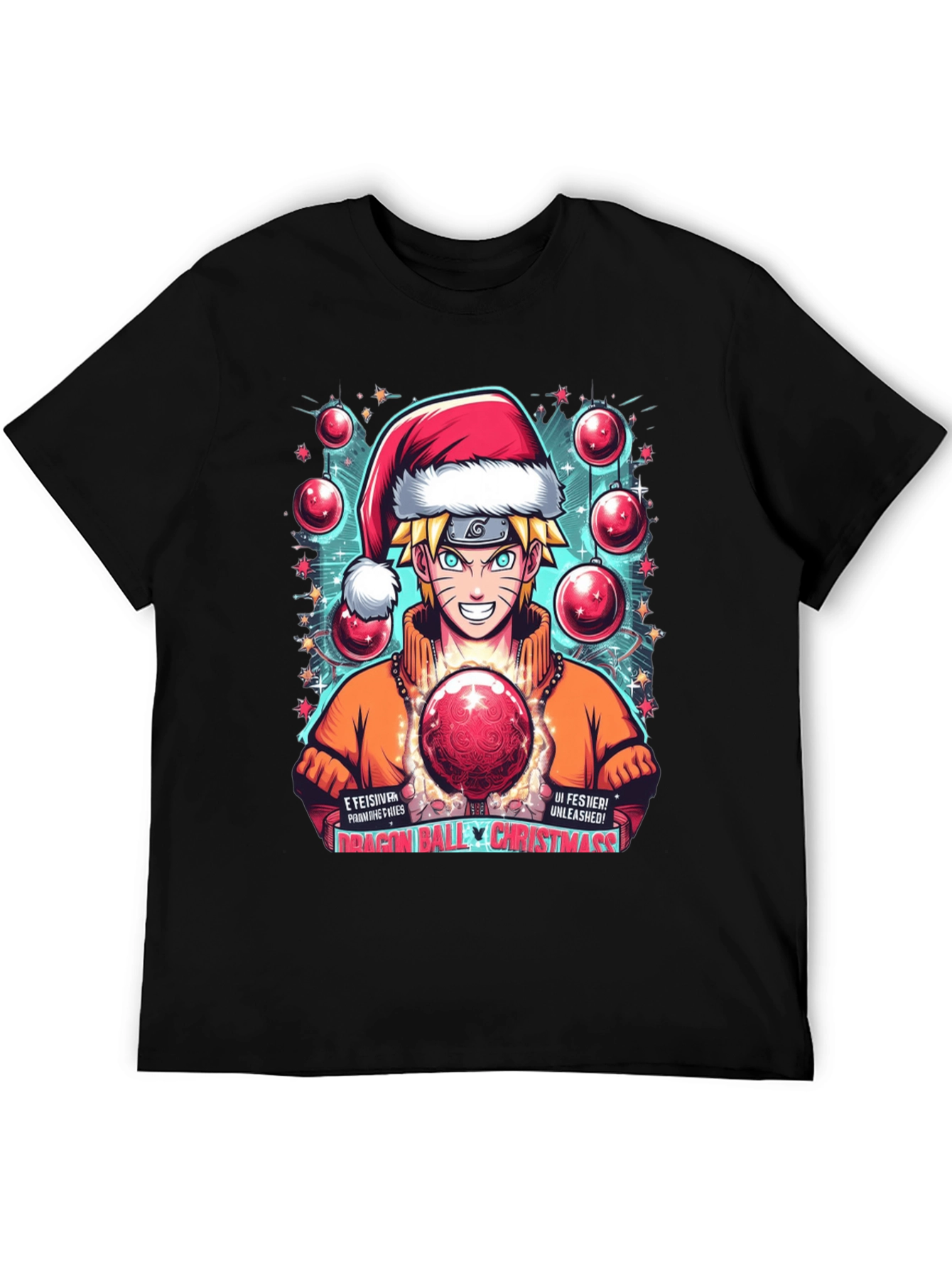 Naruto Dragon Ball Christmas Graphic T-Shirt