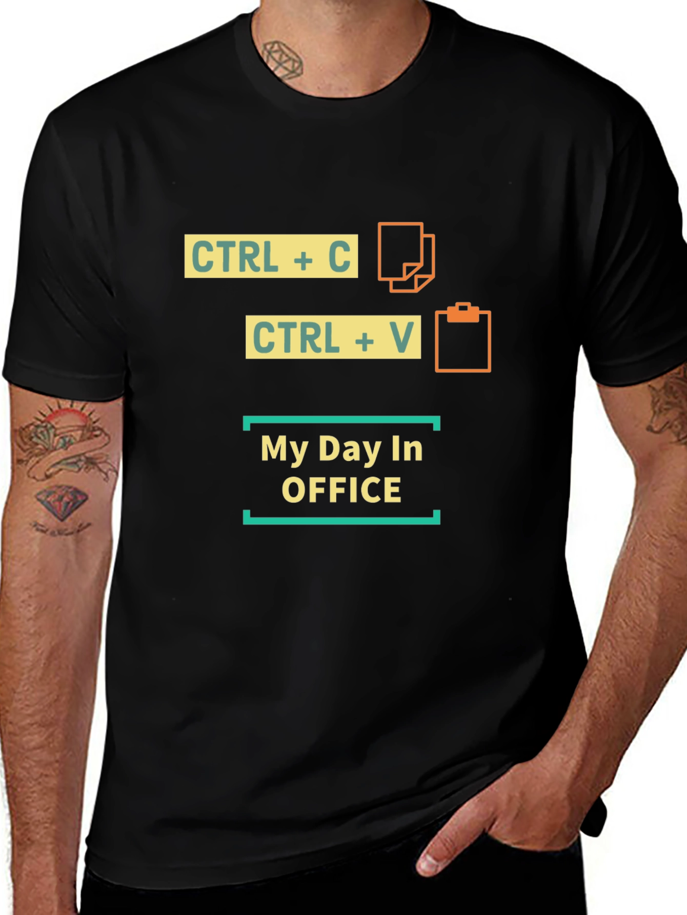 Copy Paste My Day in Office Black T-Shirt