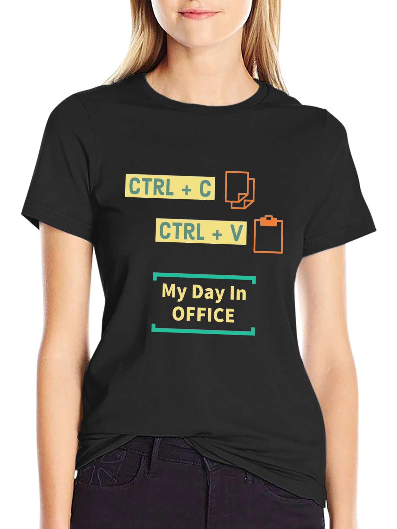 Copy Paste My Day in Office Black T-Shirt