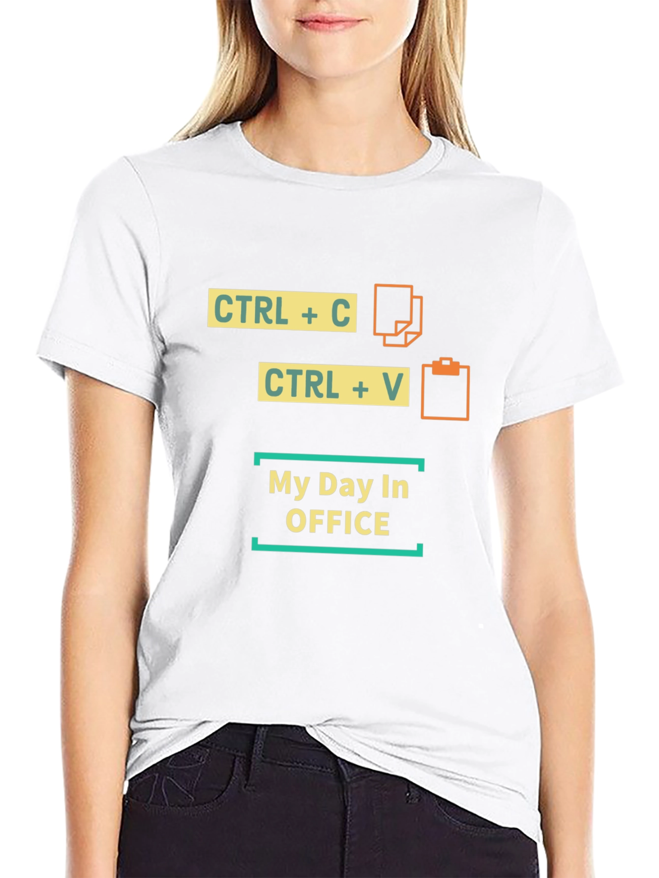Copy Paste My Day in Office Black T-Shirt