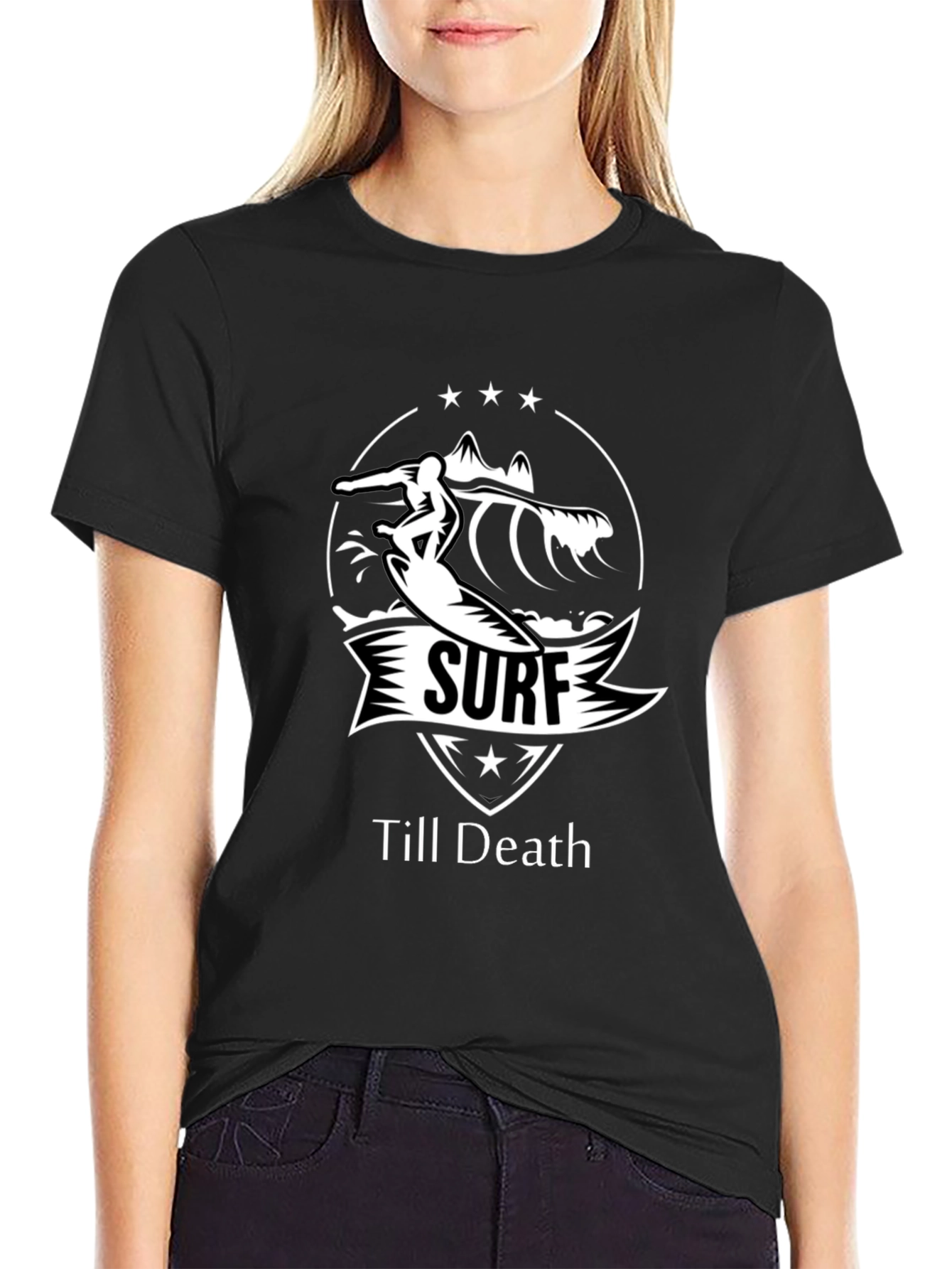 Surf Till Death Black T-Shirt