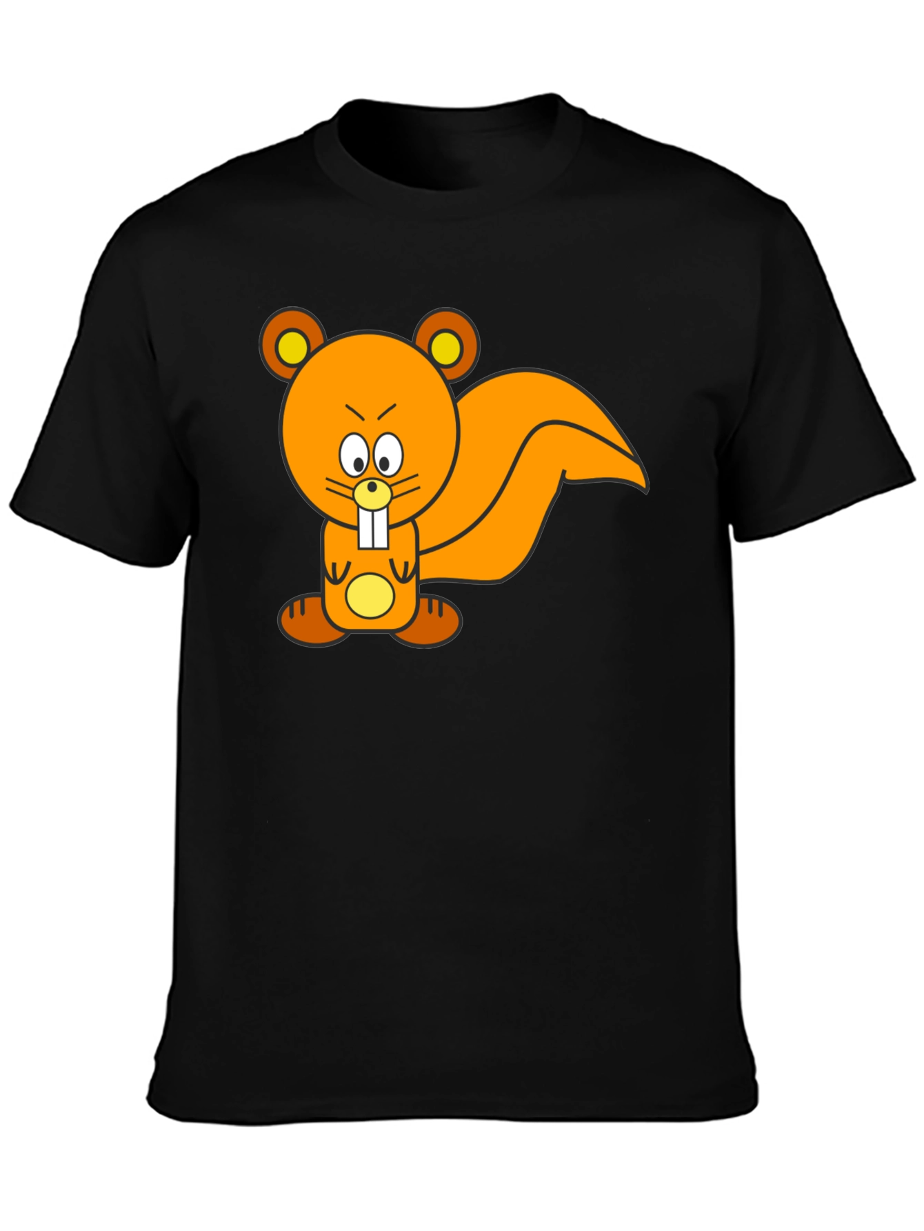 Cartoon Squirrel Graphic Tee - Black