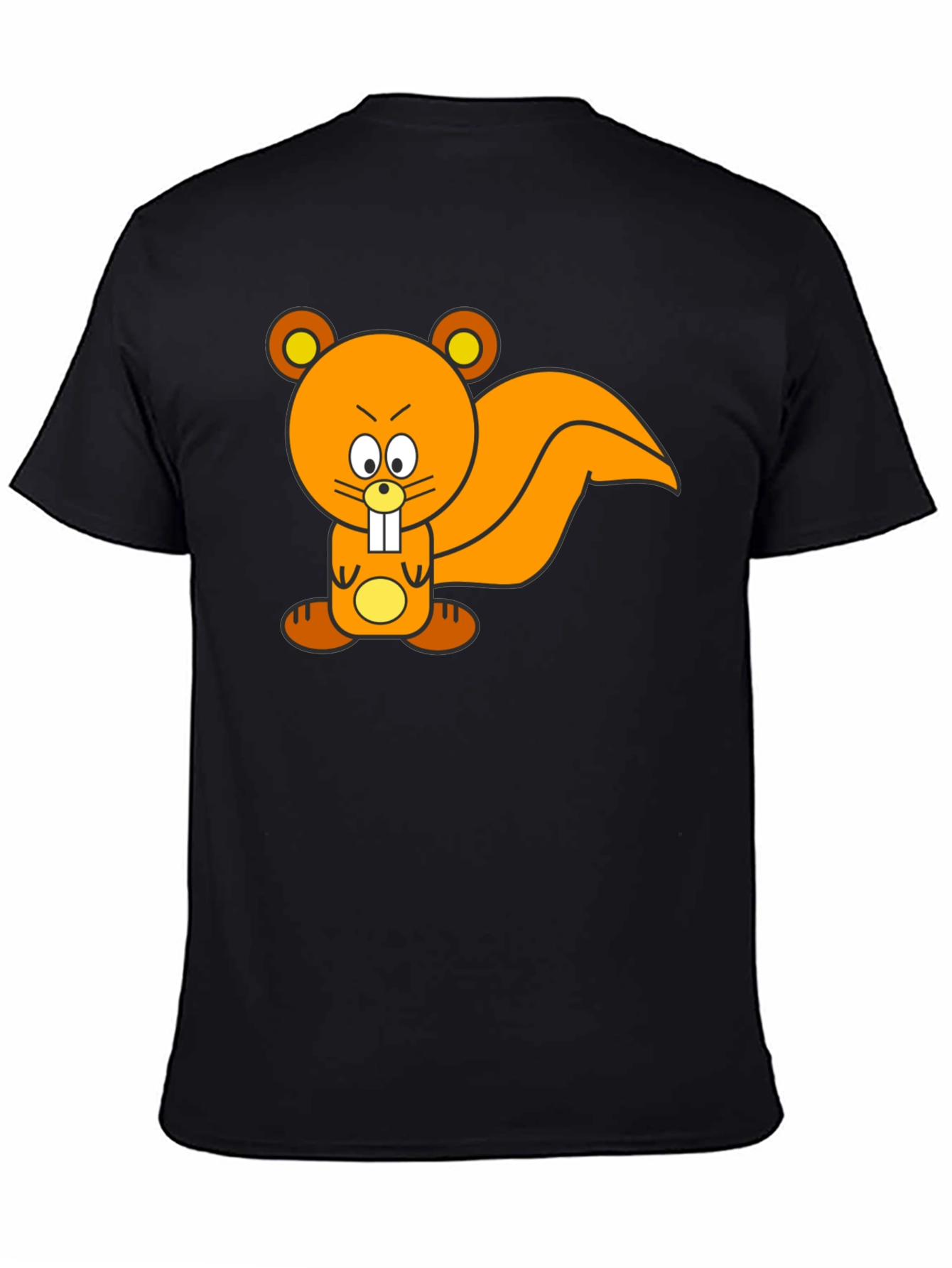 Cartoon Squirrel Graphic Tee - Black
