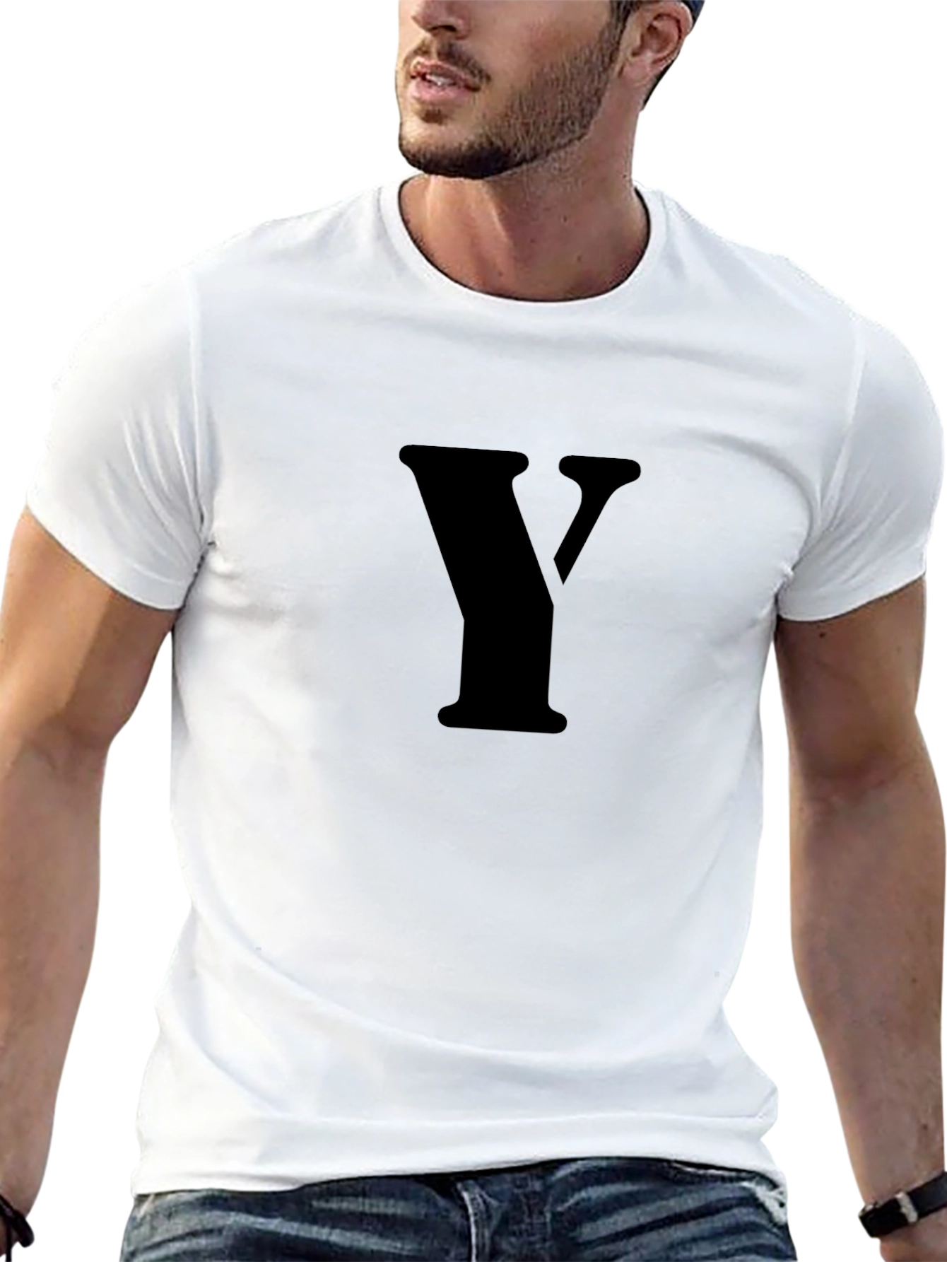 Bold Y Graphic Black T-Shirt