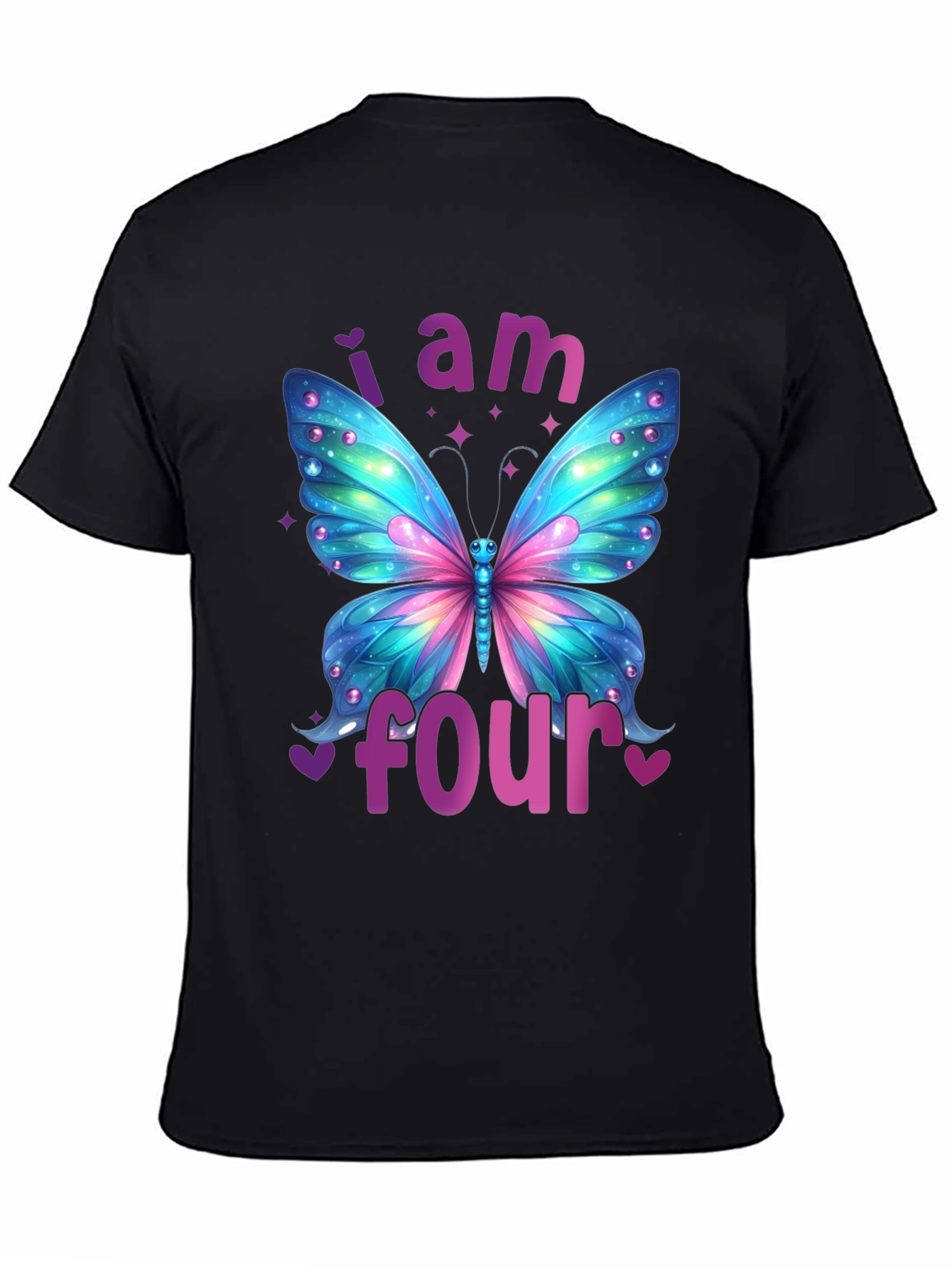 I Am Four Butterfly Birthday T-Shirt