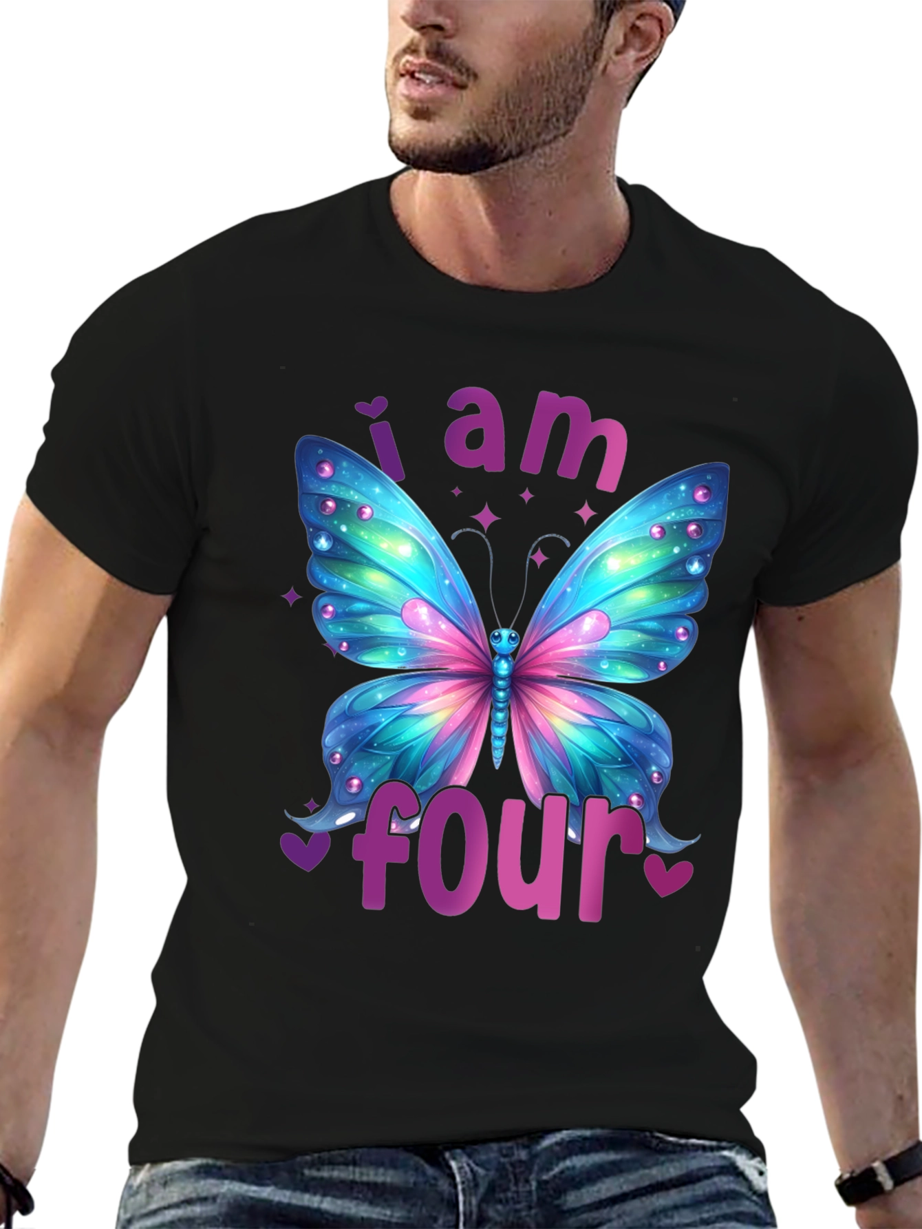 I Am Four Butterfly Birthday T-Shirt