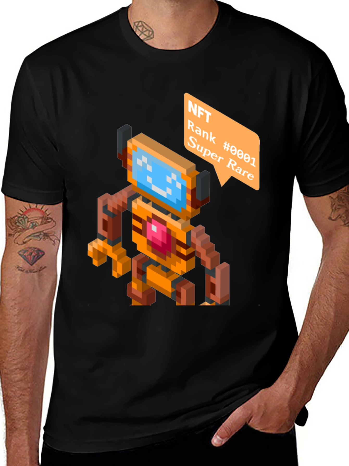 Pixelated NFT Robot Graphic Tee