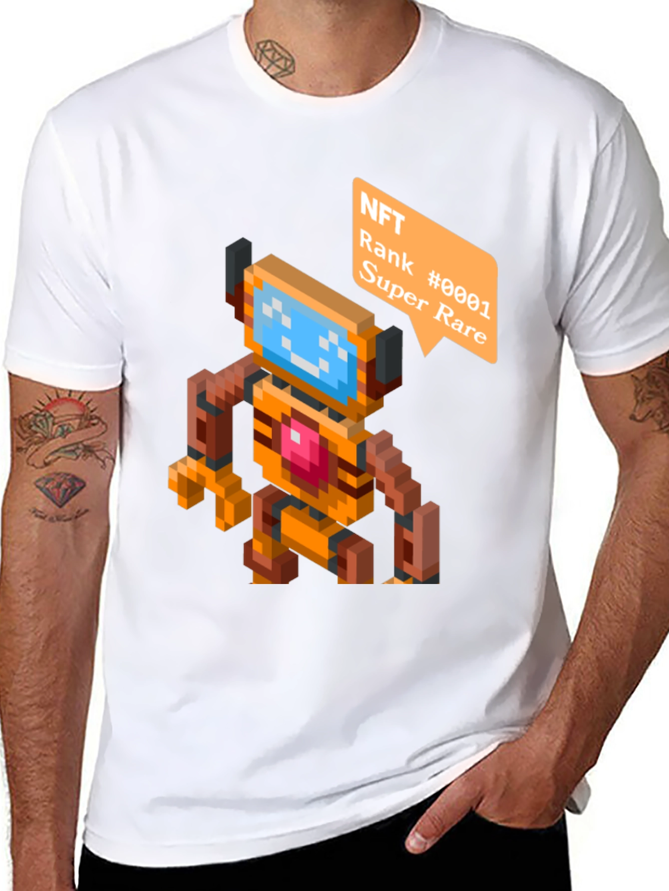 Pixelated NFT Robot Graphic Tee