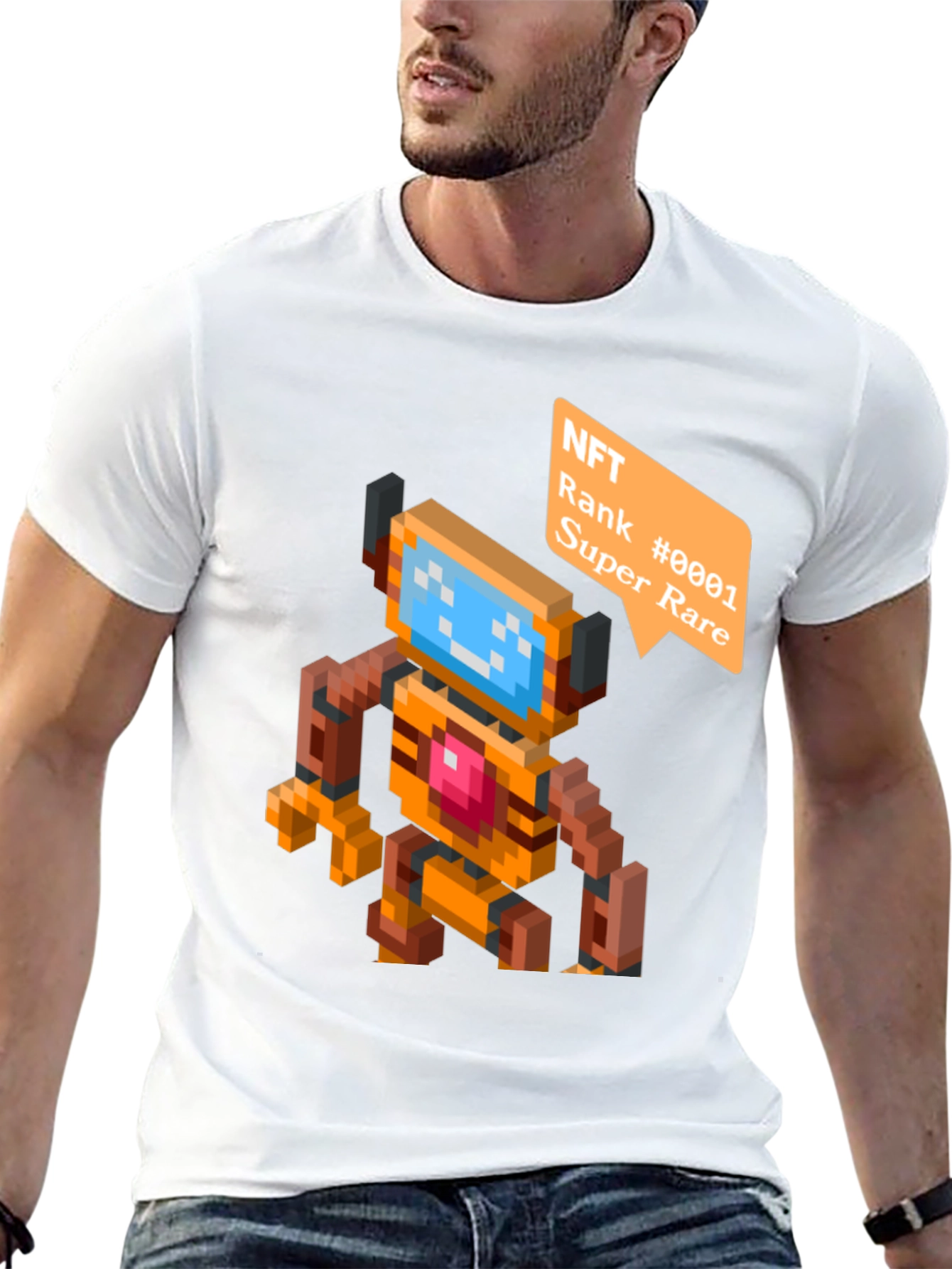 Pixelated NFT Robot Graphic Tee