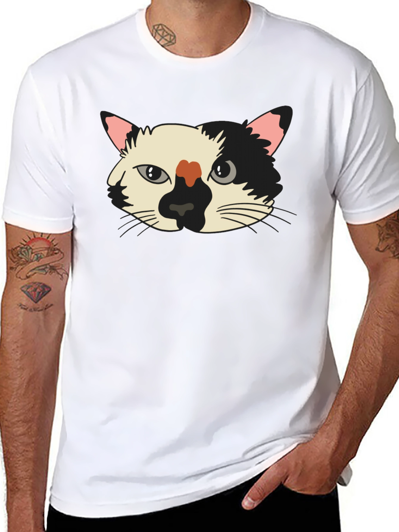 Cat Face Graphic Tee - Unisex Black T-Shirt