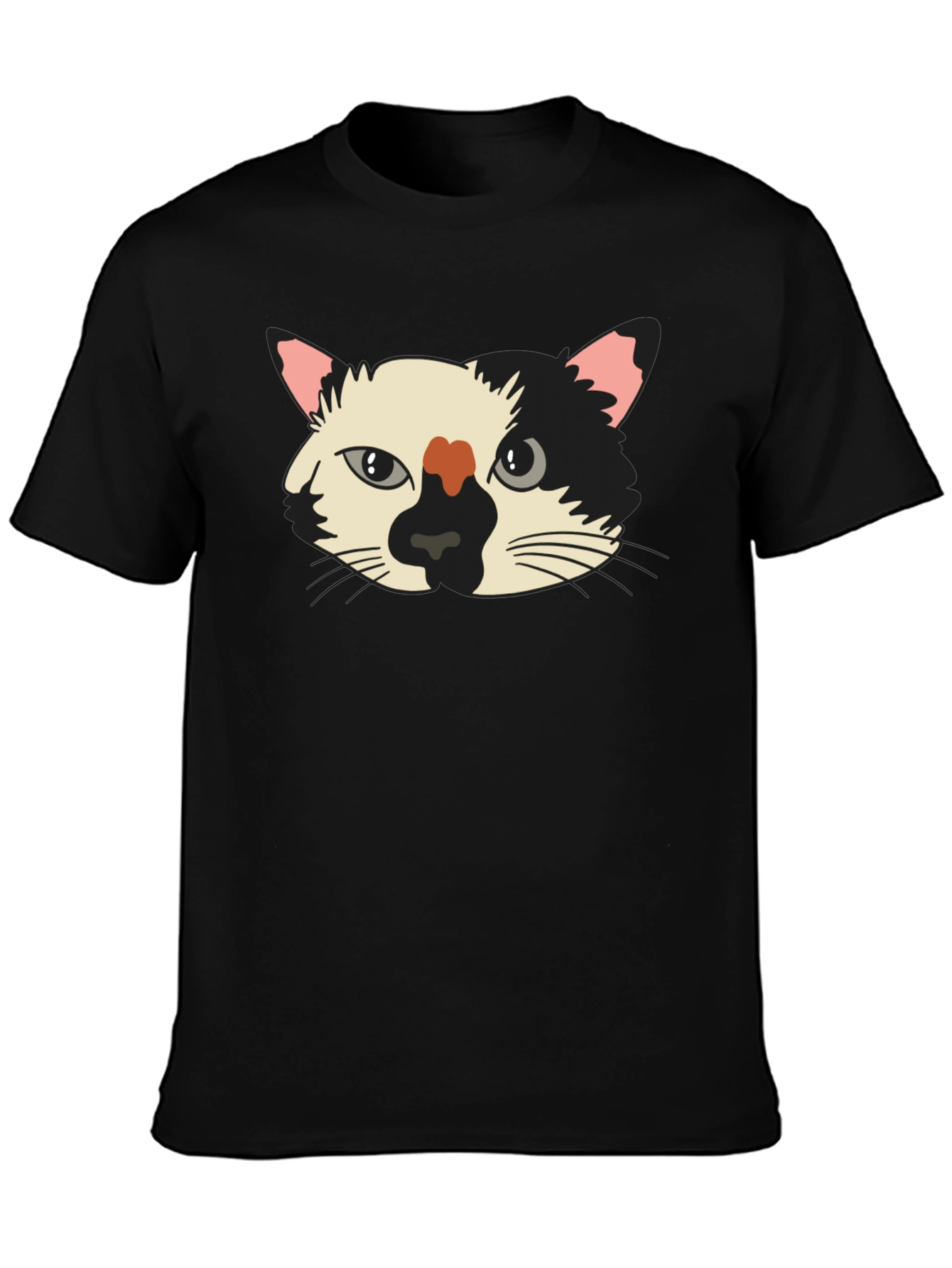 Cat Face Graphic Tee - Unisex Black T-Shirt