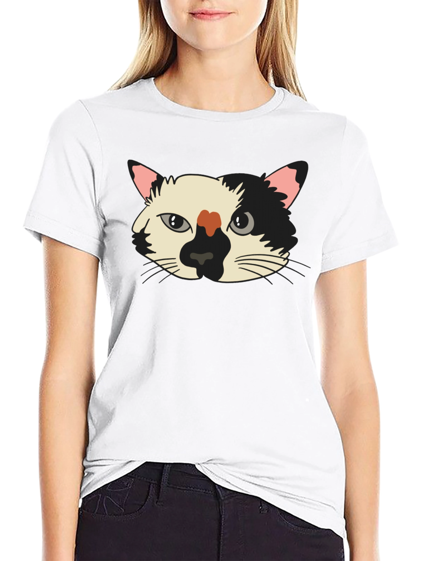 Cat Face Graphic Tee - Unisex Black T-Shirt