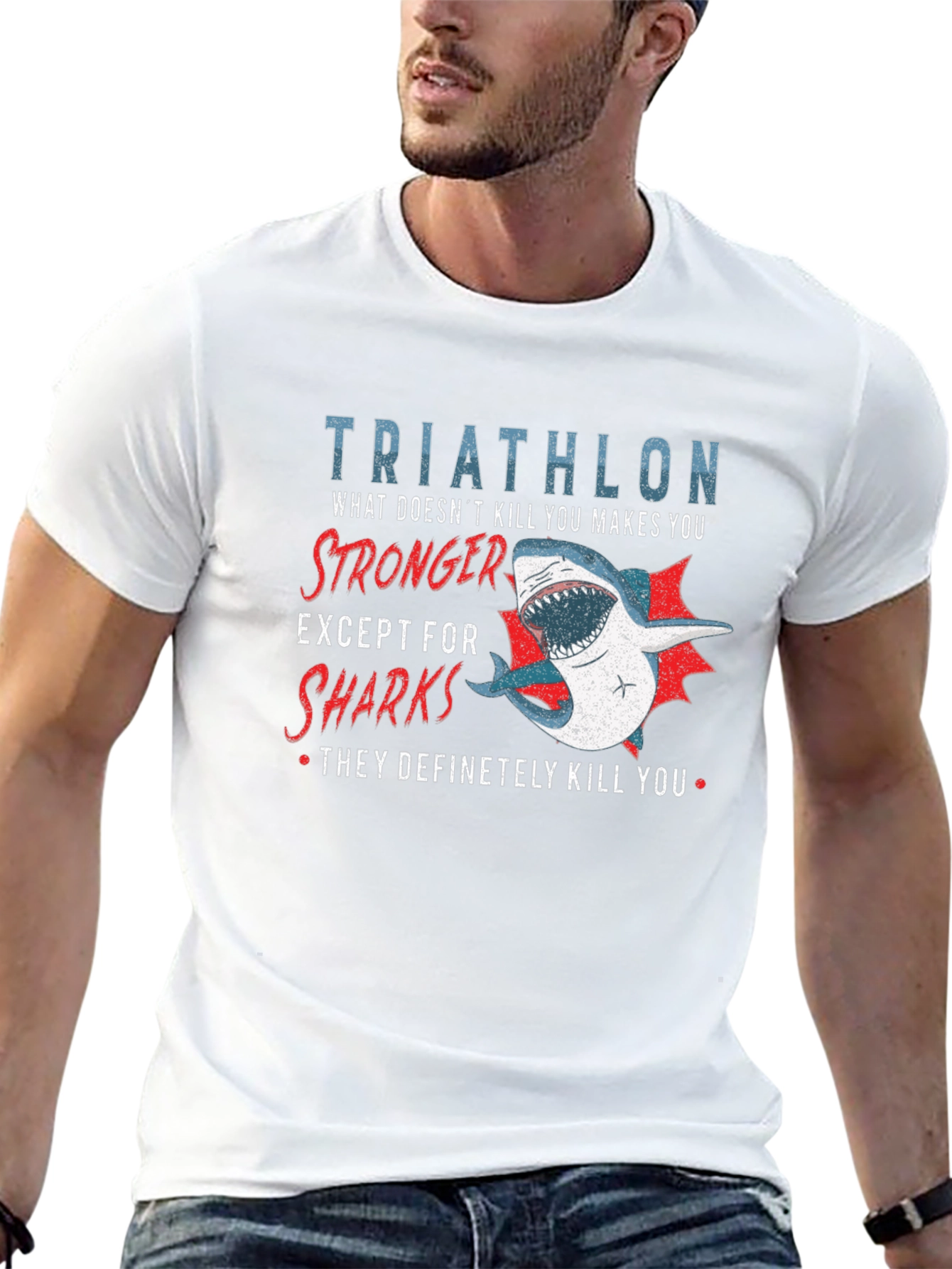 Triathlon Shark T-Shirt - Makes You Stronger!