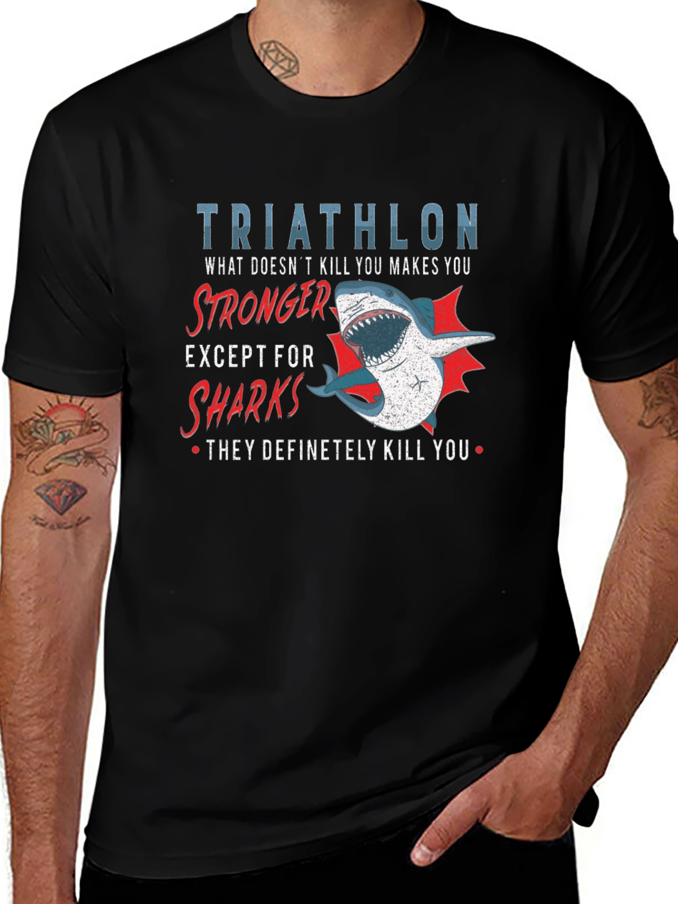 Triathlon Shark T-Shirt - Makes You Stronger!