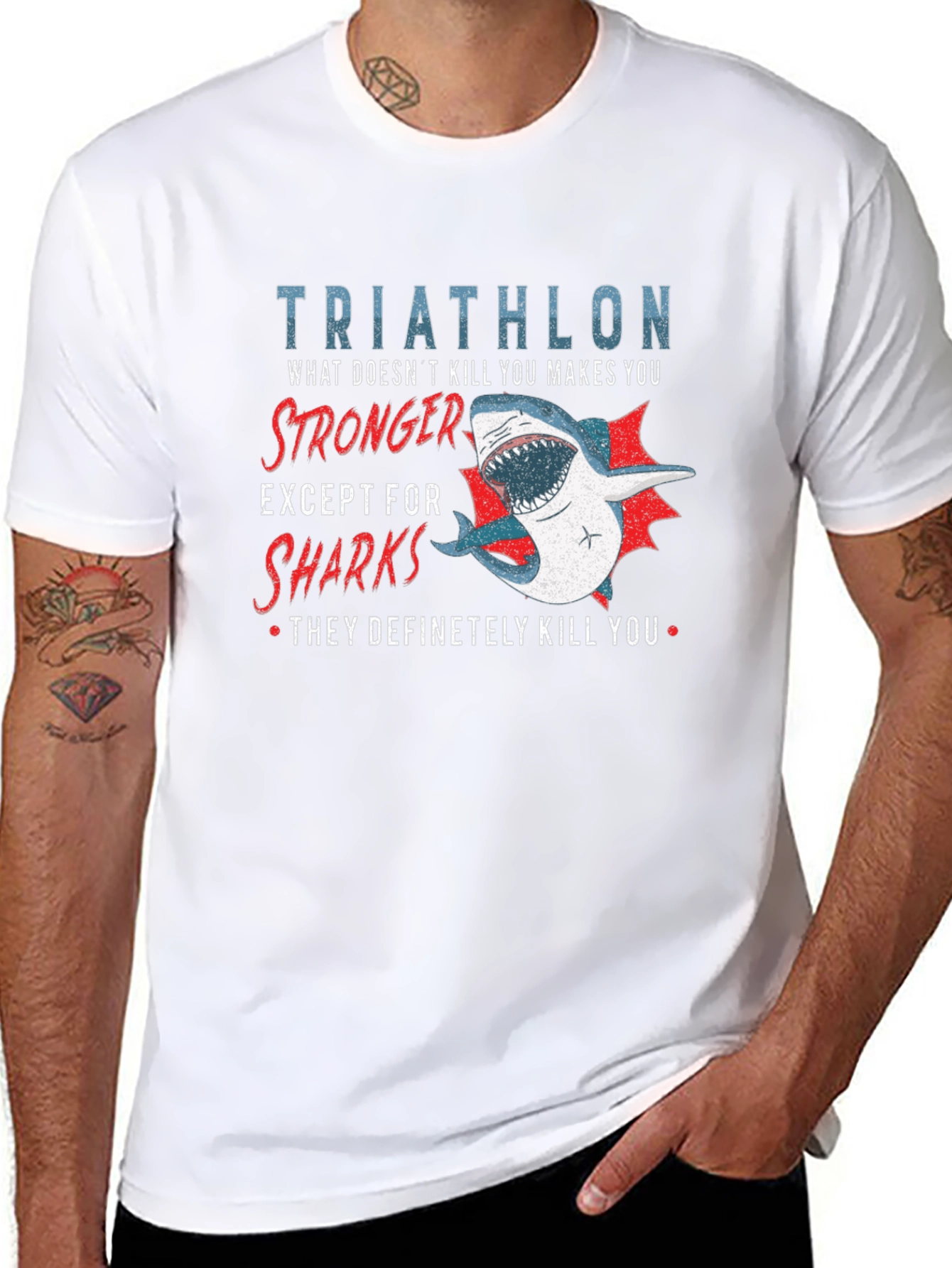 Triathlon Shark T-Shirt - Makes You Stronger!