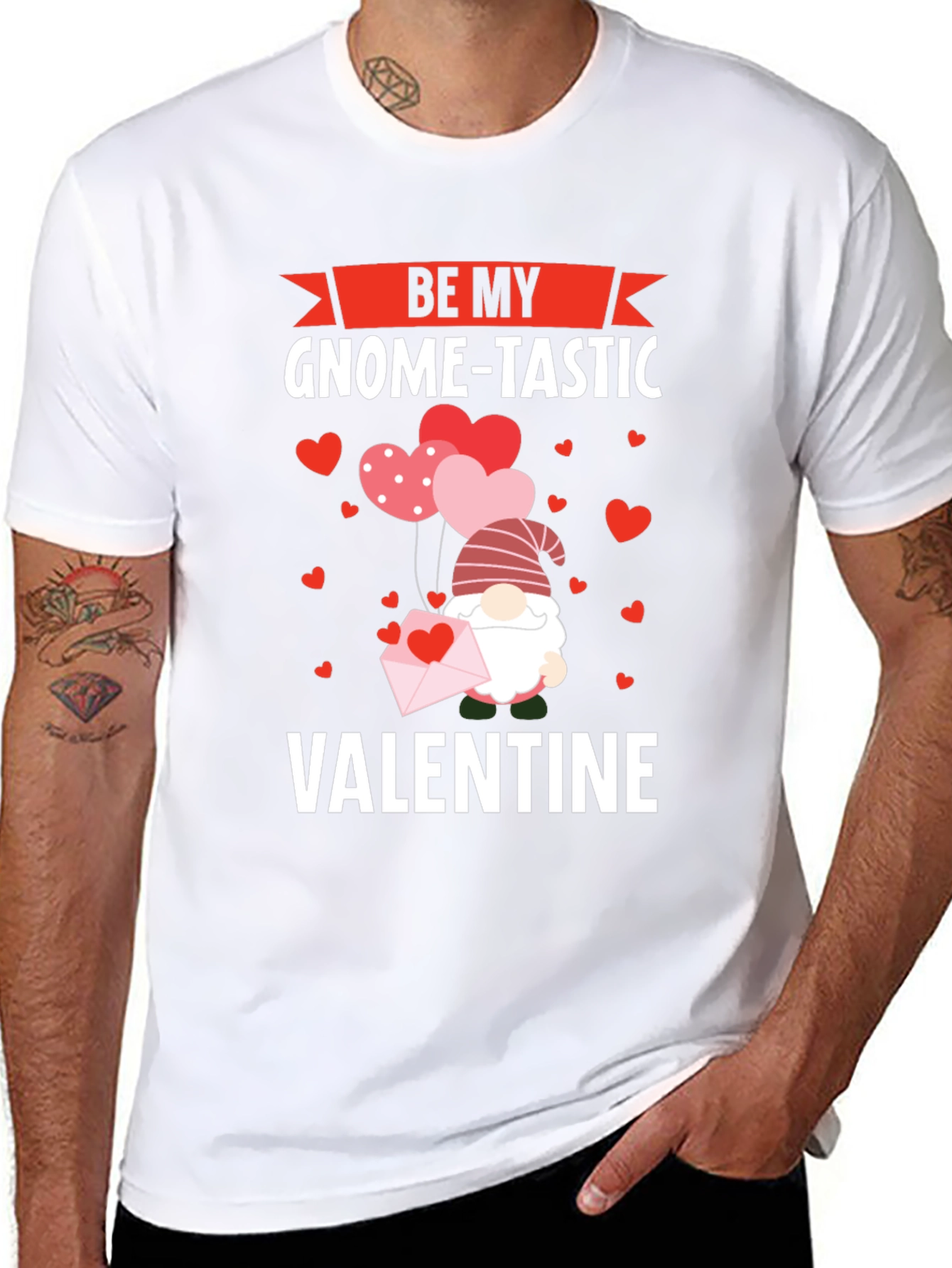Be My Gnome-Tastic Valentine Black Graphic T-Shirt