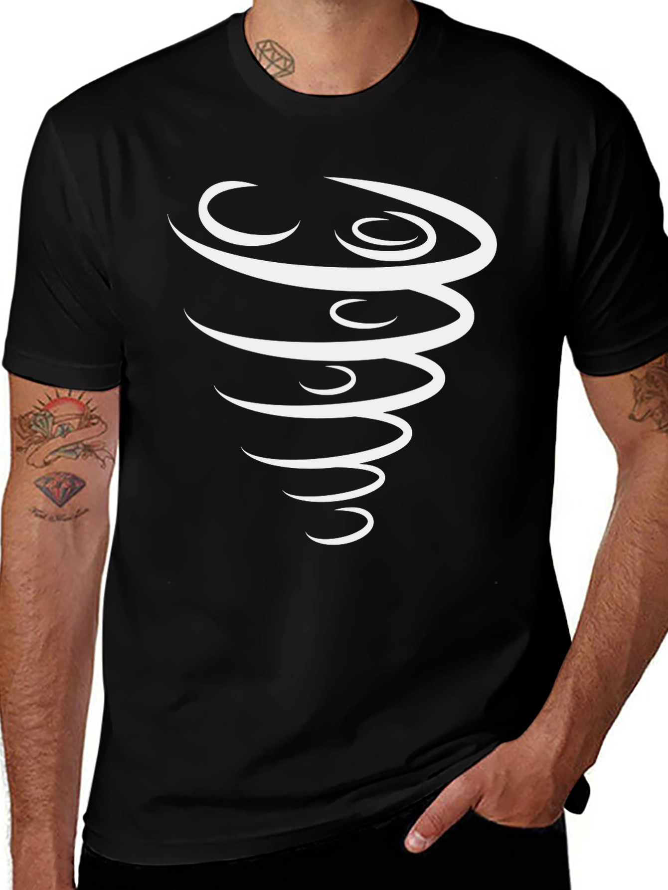 Stylish Tornado Graphic Black T-Shirt