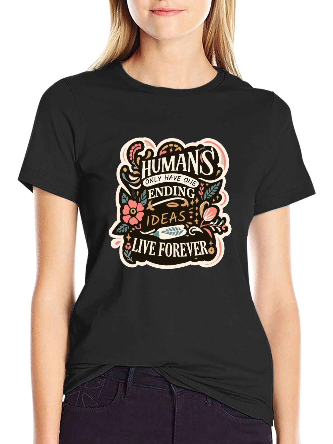 Humans Ending Ideas Forever Black Graphic Tee