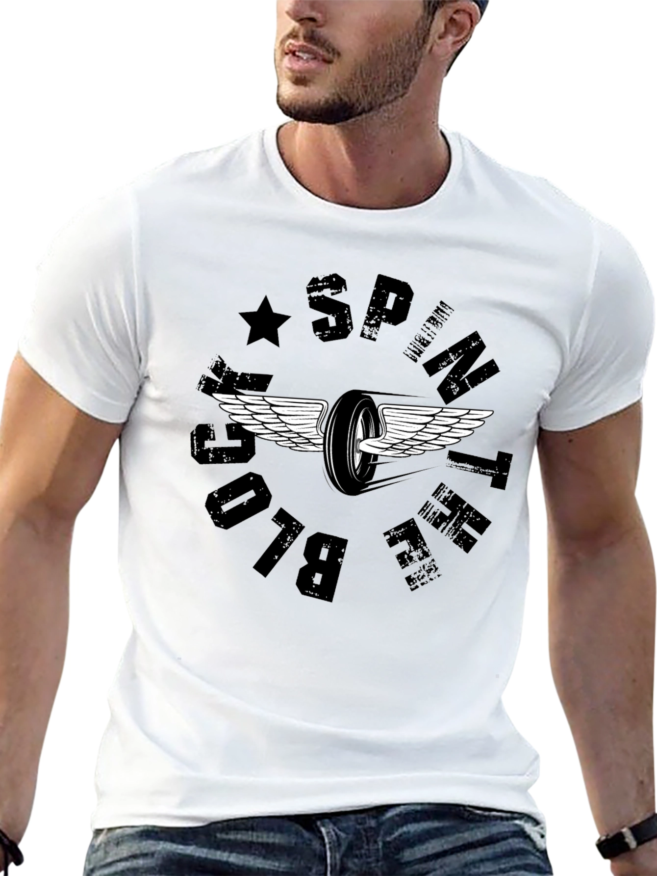 Sprint Block Tee - Winged Wheel Design