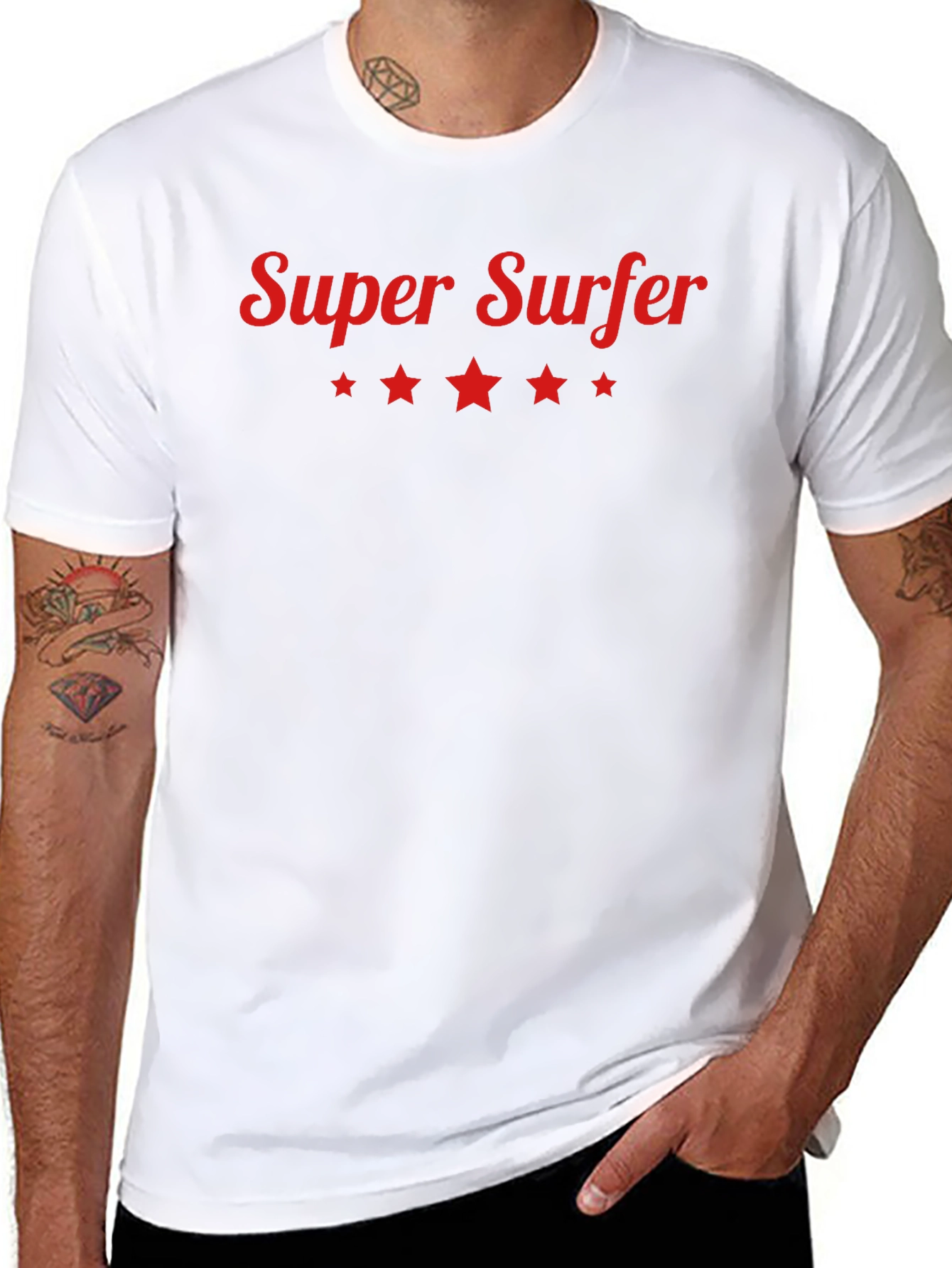 Super Surfer T-Shirt - Red Text Black Tee