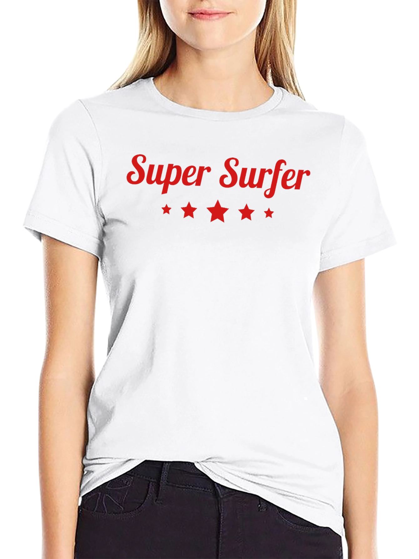 Super Surfer T-Shirt - Red Text Black Tee