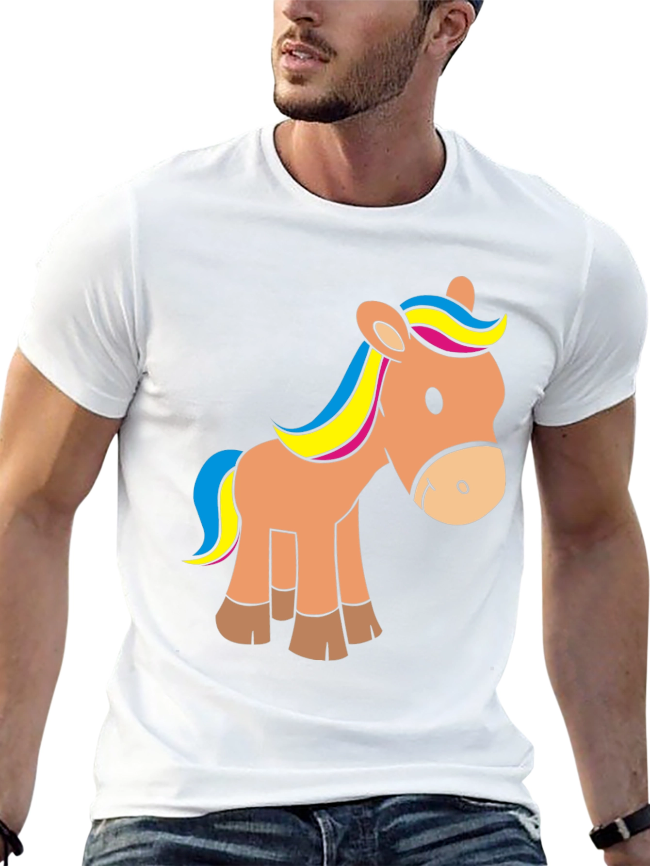 Cute Horse Graphic Tee - Black T-Shirt