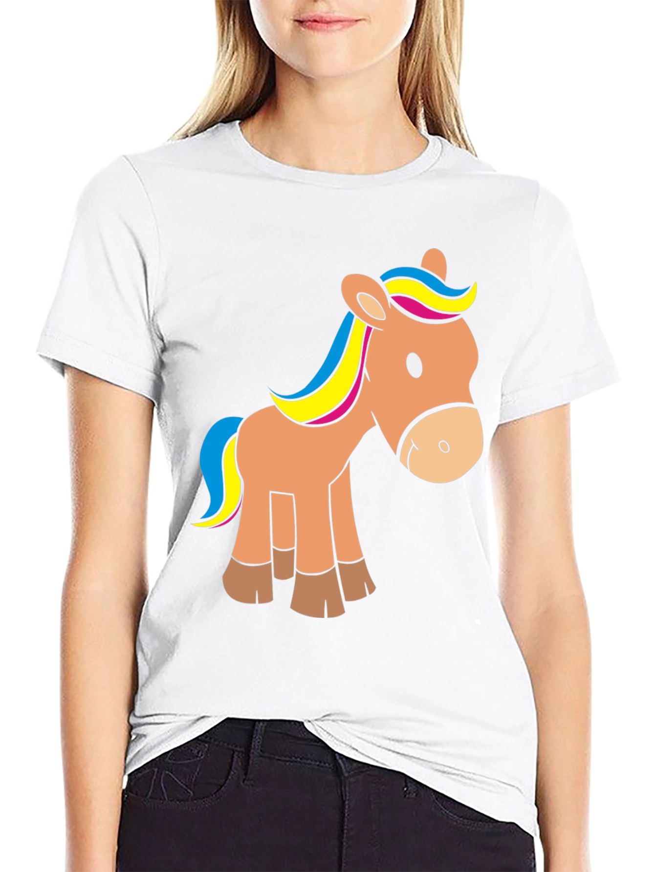 Cute Horse Graphic Tee - Black T-Shirt