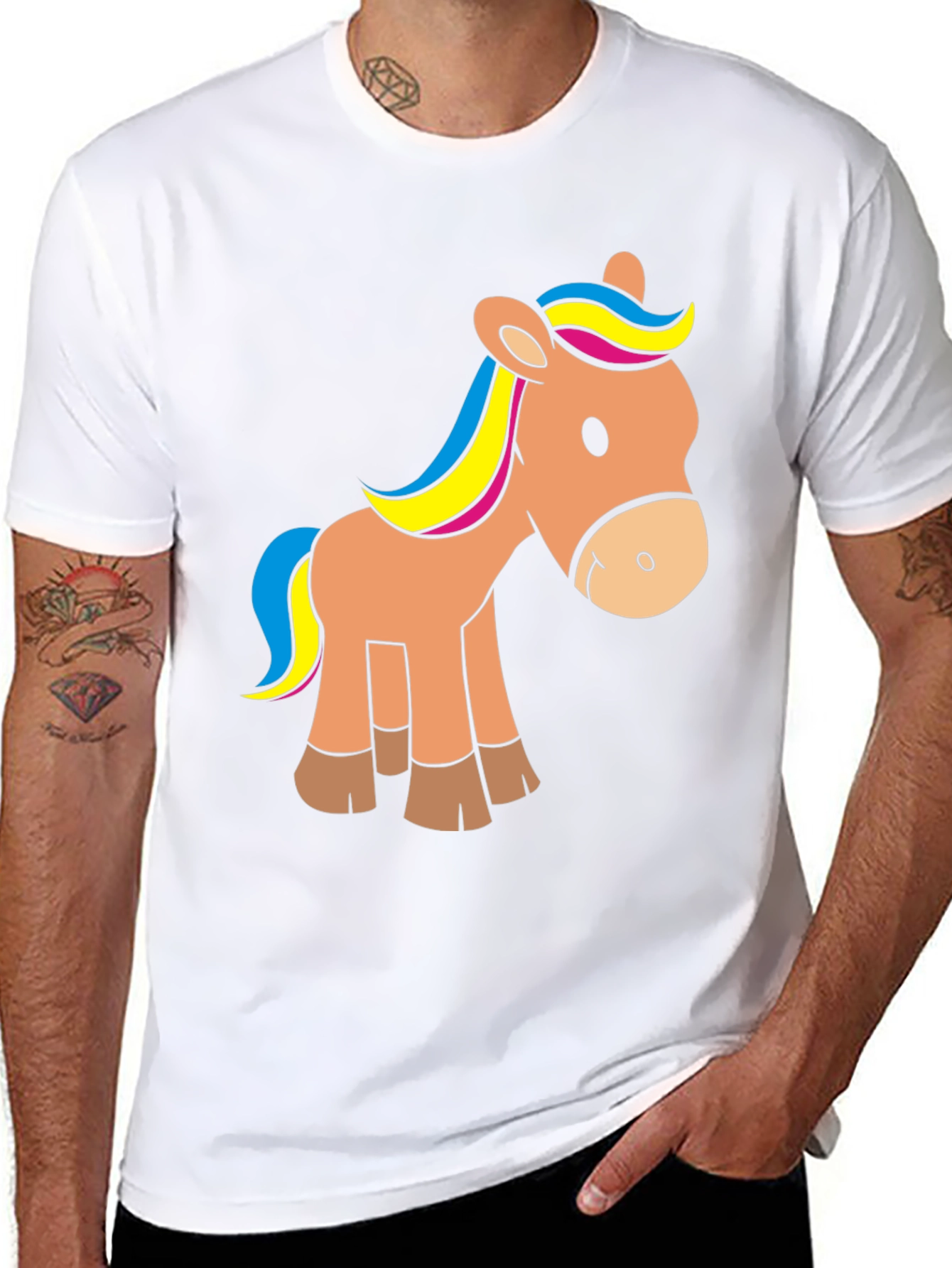 Cute Horse Graphic Tee - Black T-Shirt