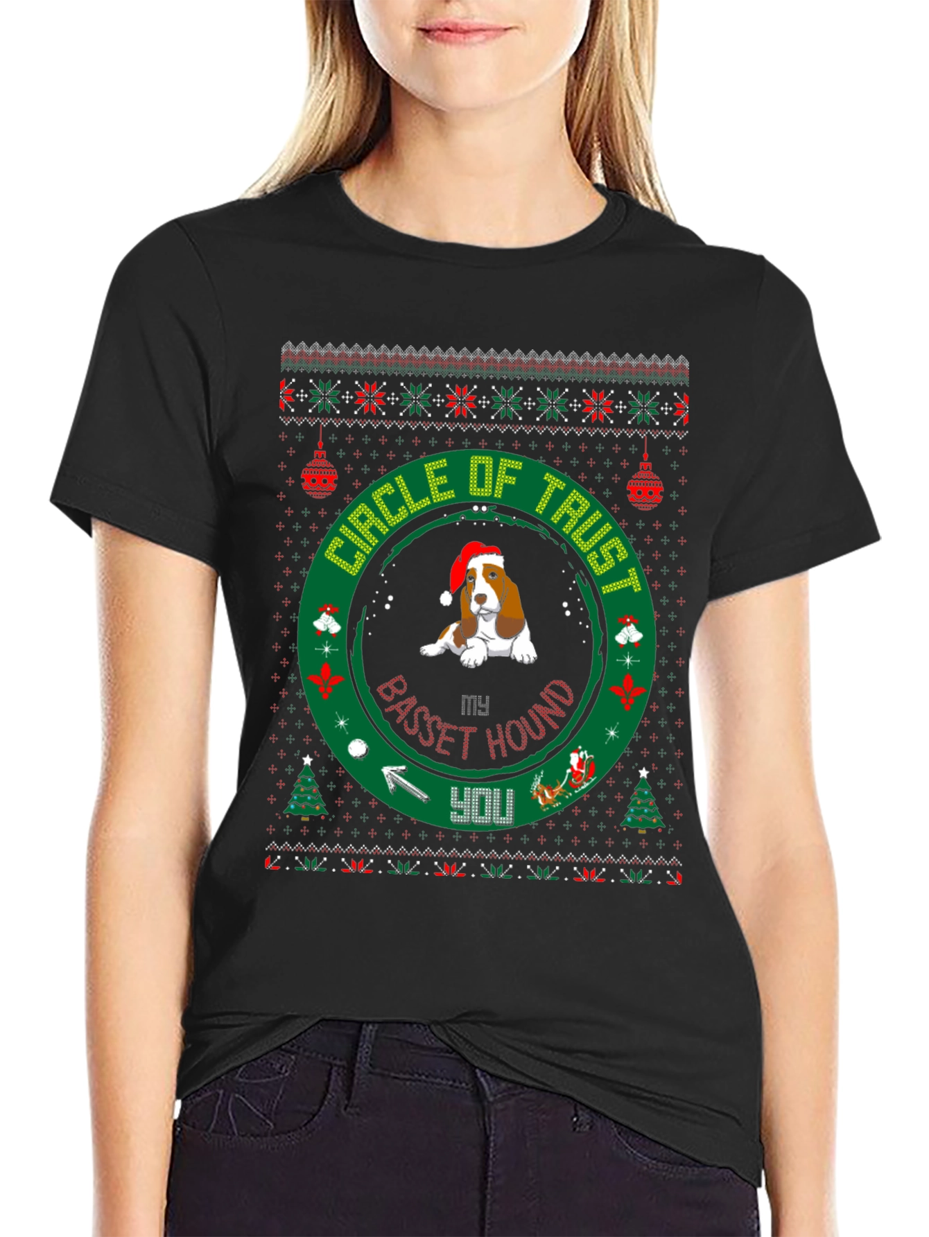 Basset Hound Christmas Circle of Trust T-Shirt