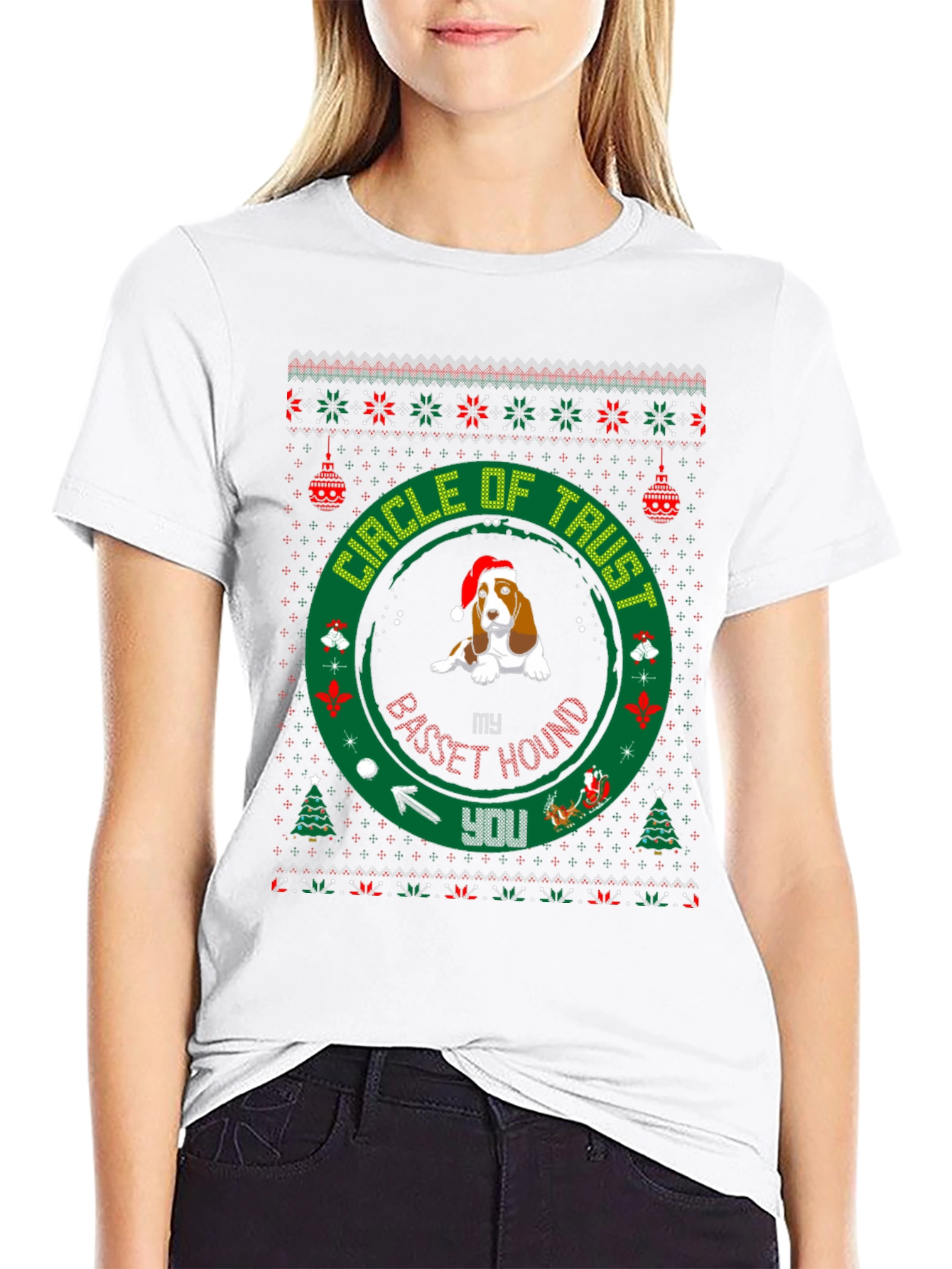 Basset Hound Christmas Circle of Trust T-Shirt