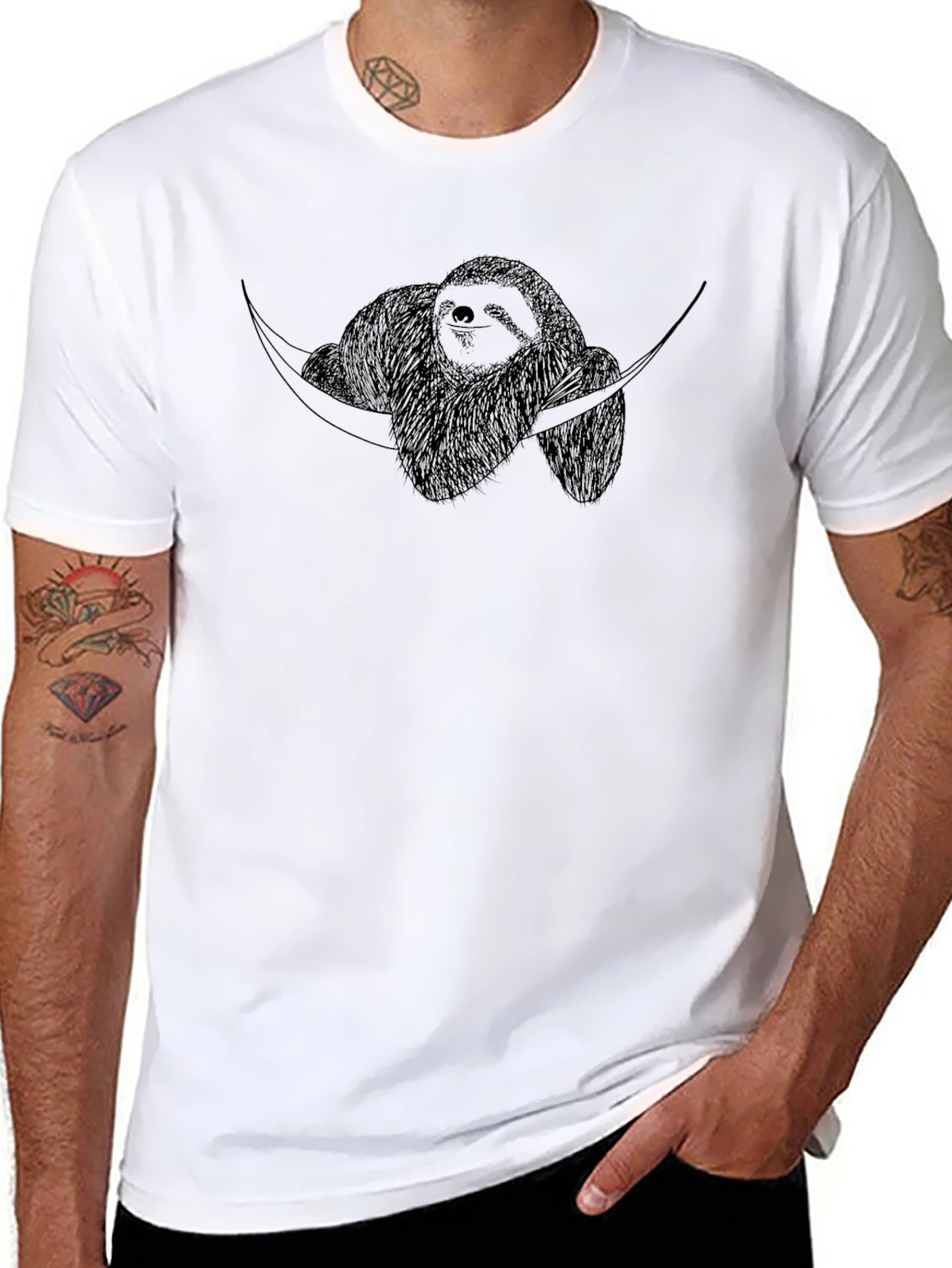 Sloth Hammock Graphic T-Shirt - Relaxed Style