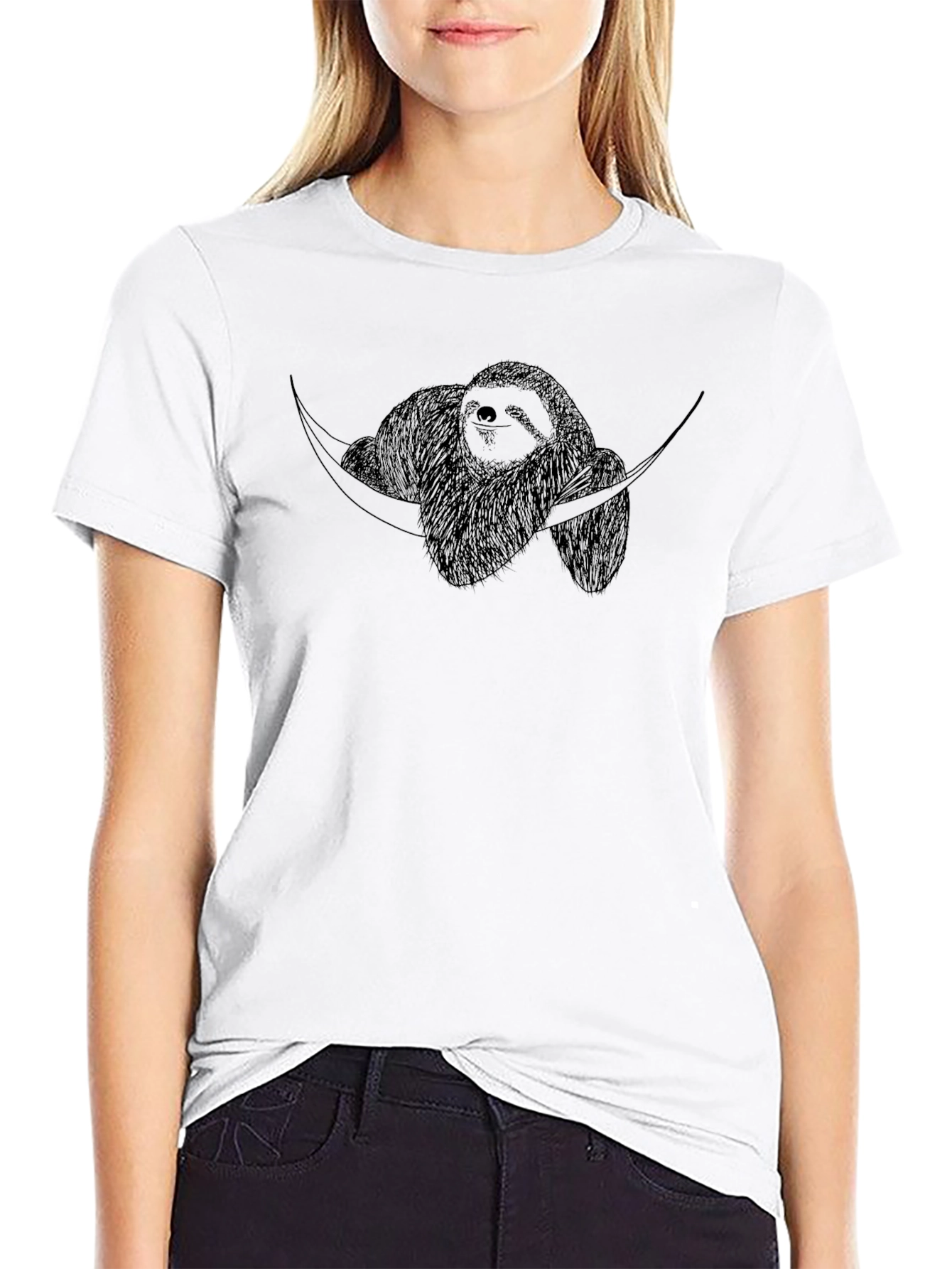 Sloth Hammock Graphic T-Shirt - Relaxed Style