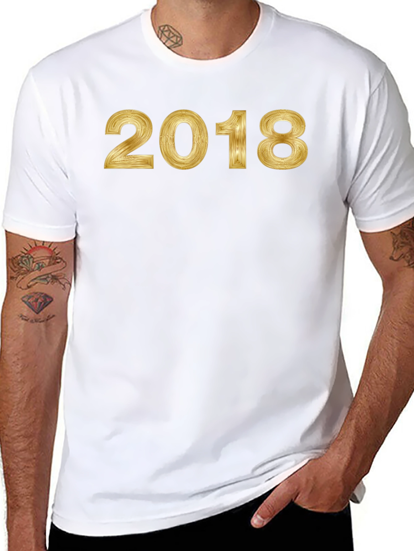 2018 Gold Print Black T-Shirt