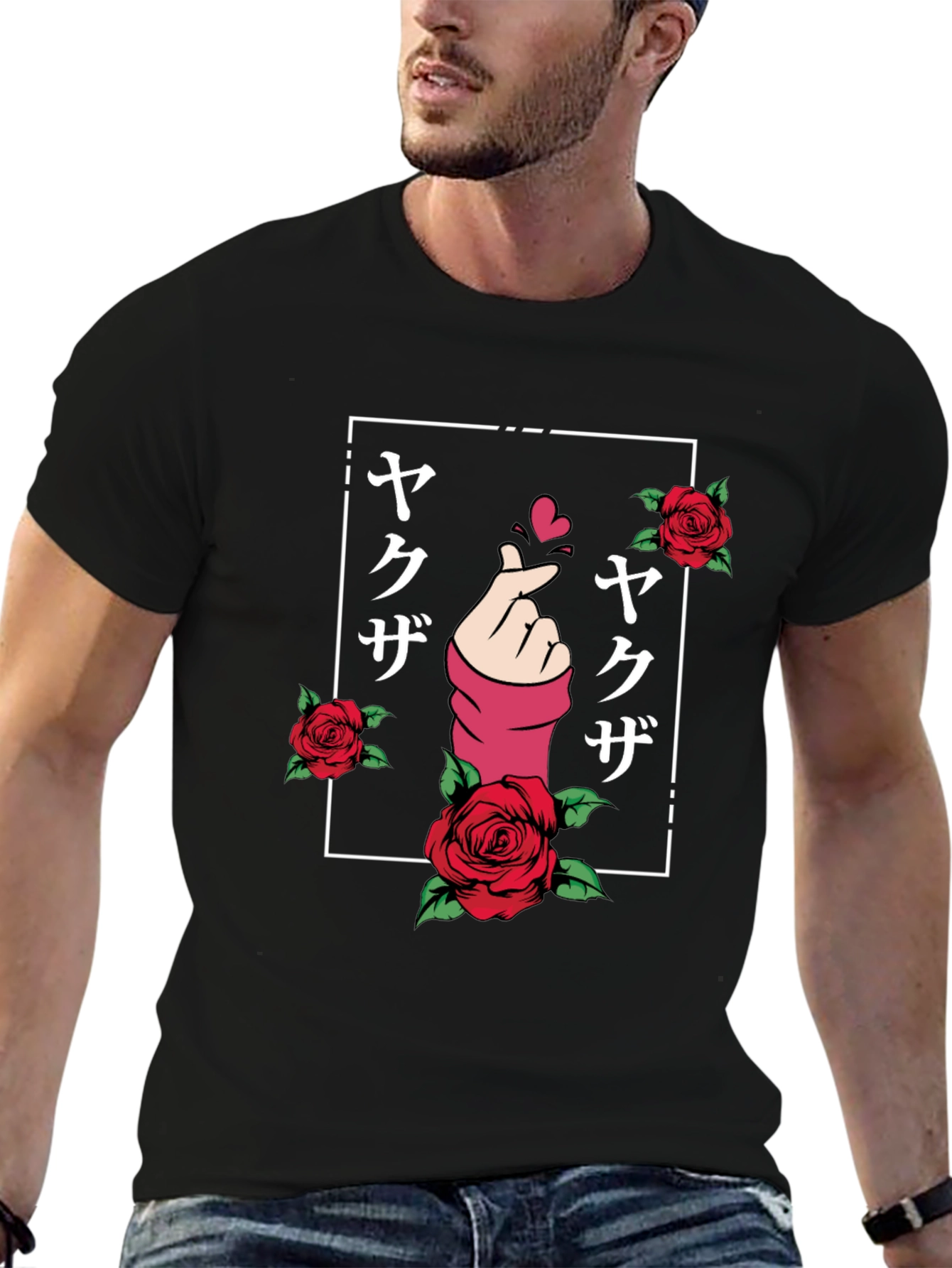 Finger Heart Rose Graphic Tee