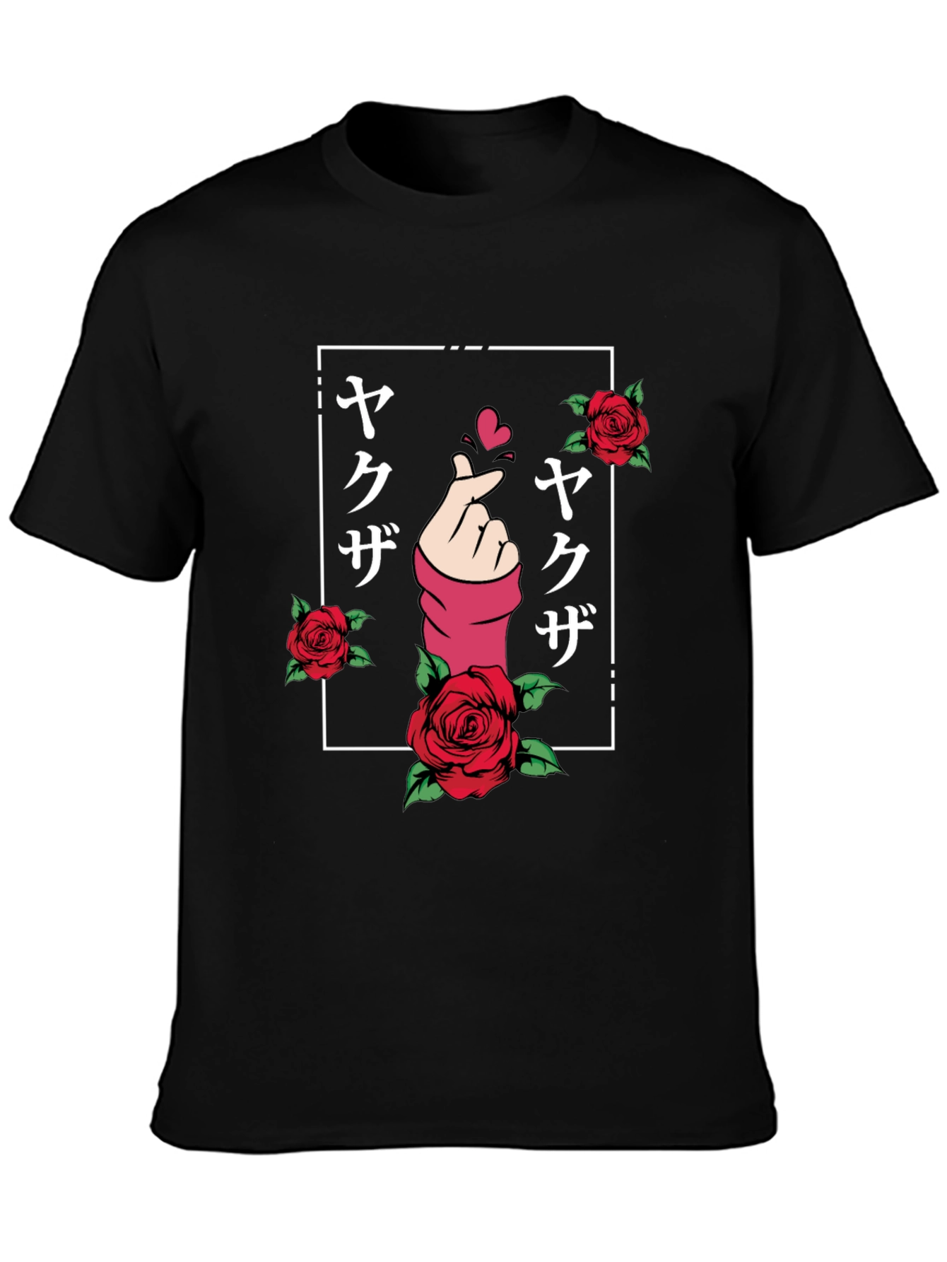 Finger Heart Rose Graphic Tee