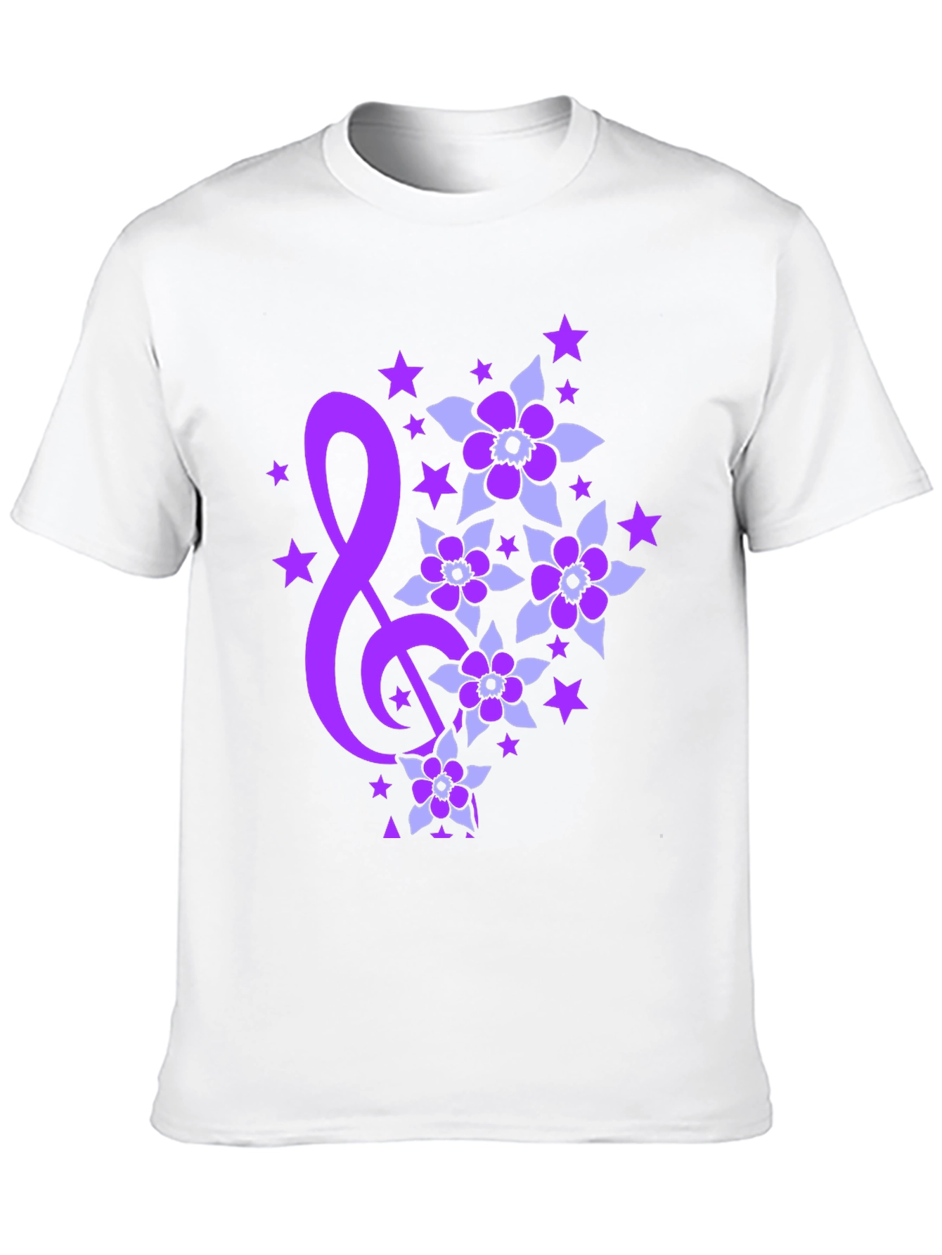 Floral Music Note Graphic Tee - Black