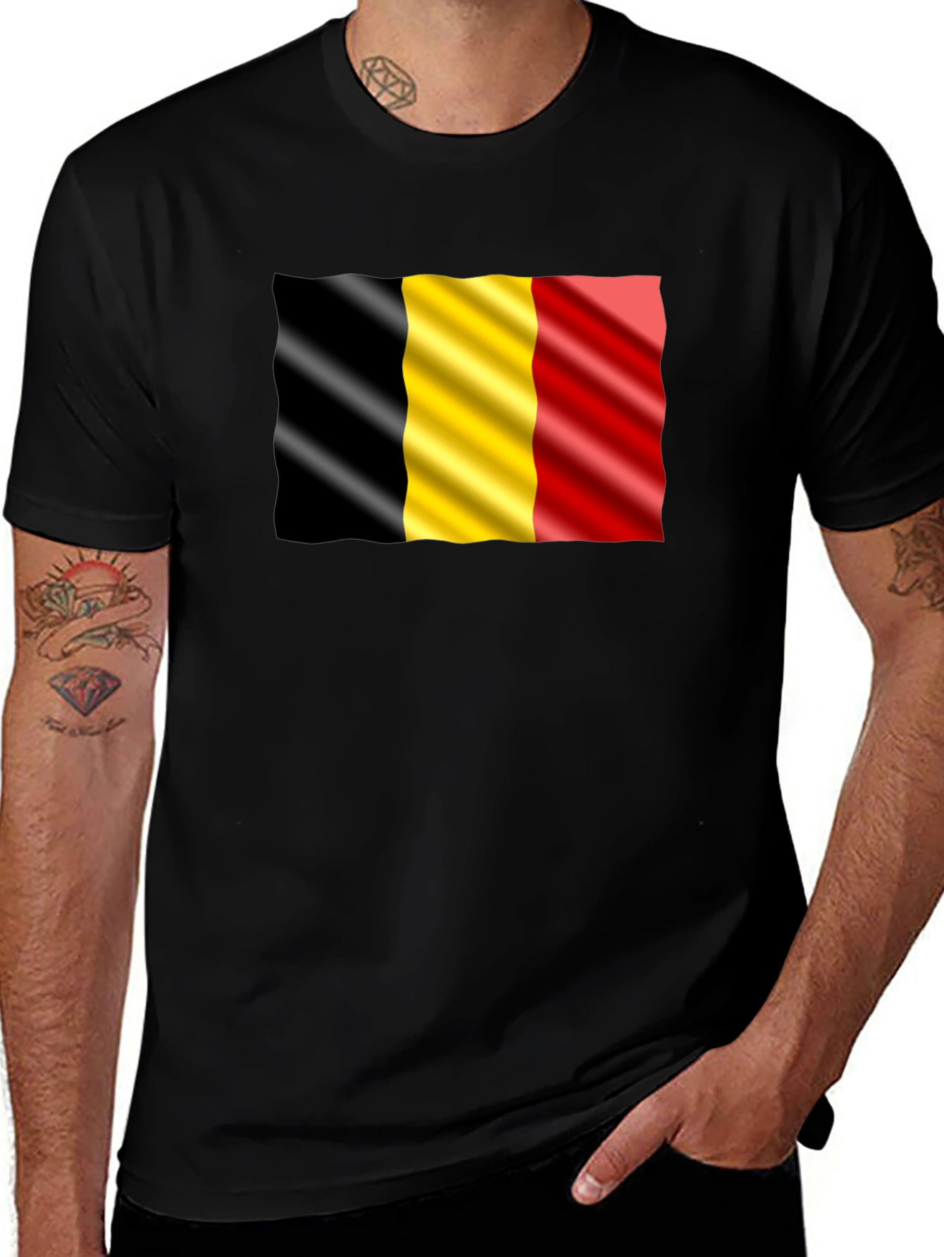 Belgium Flag Graphic Black T-Shirt