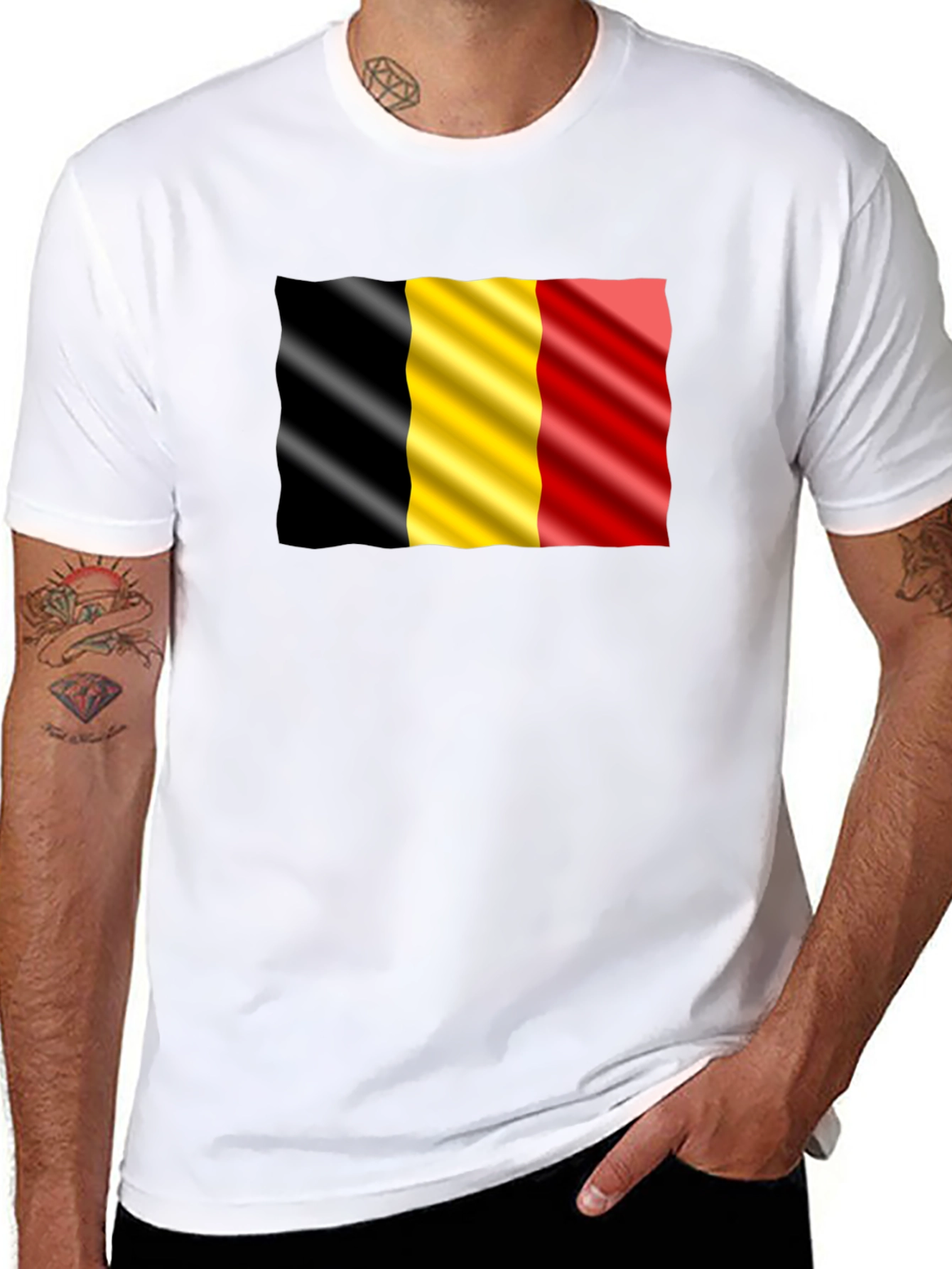 Belgium Flag Graphic Black T-Shirt