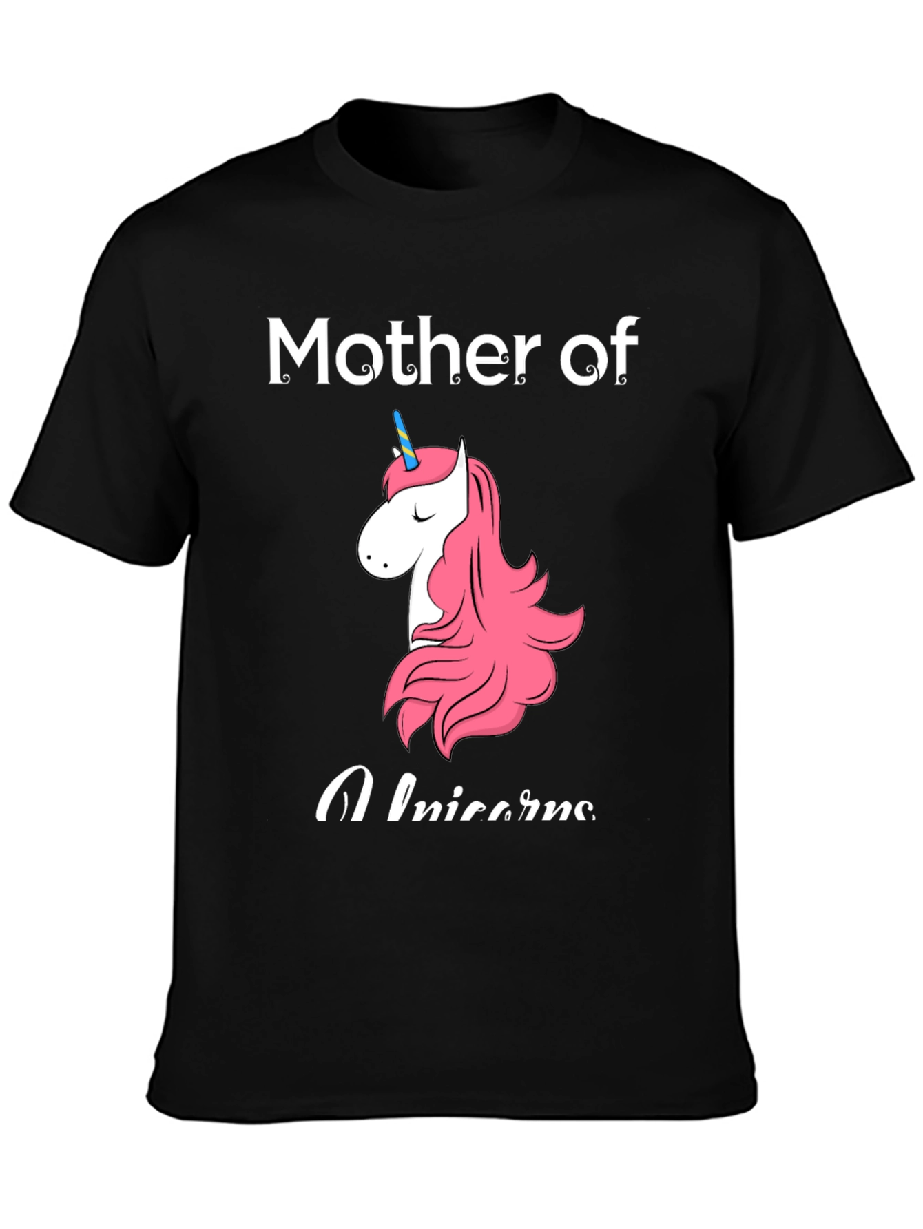 Mother of Unicorns Black Graphic T-Shirt