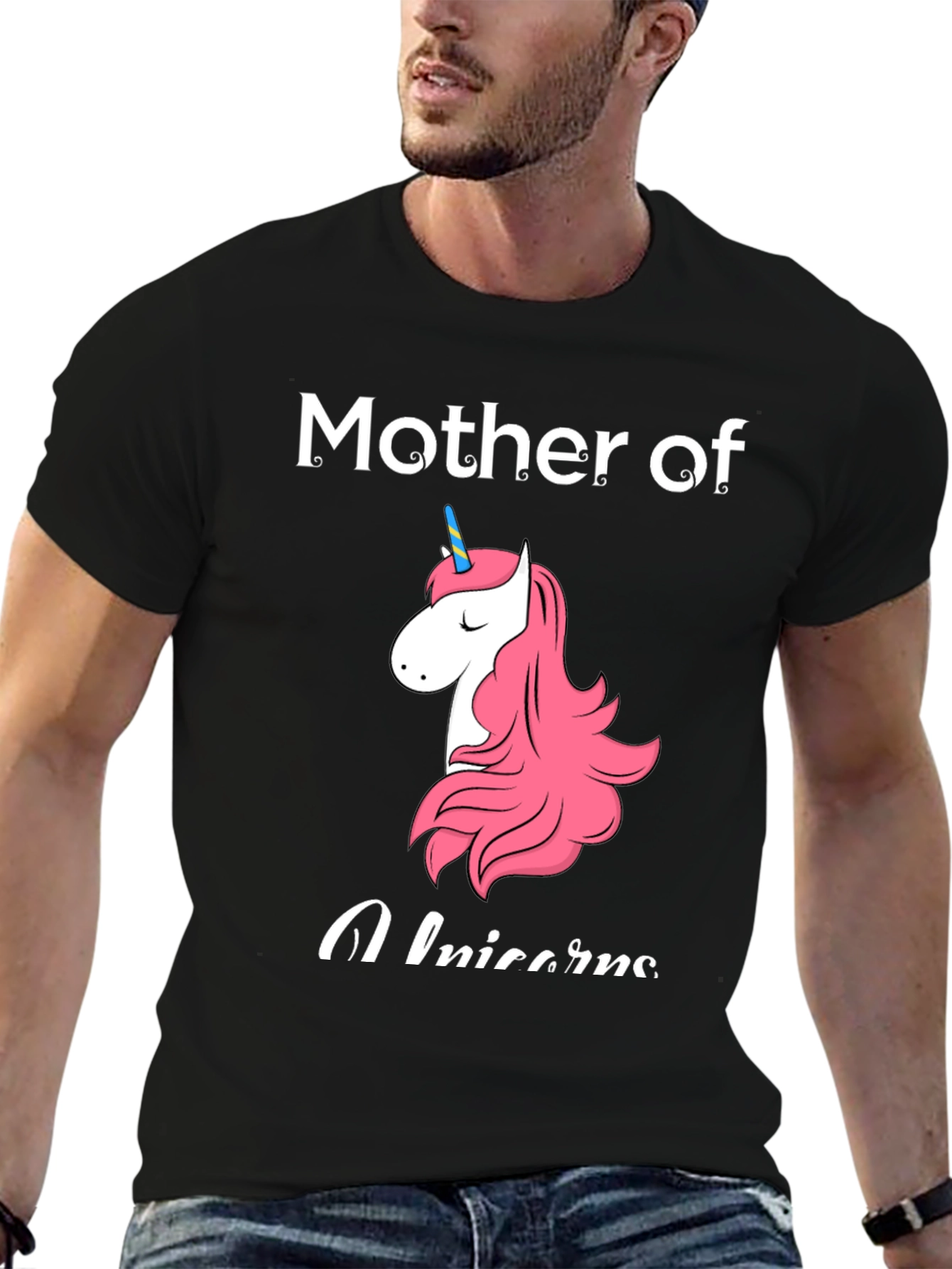 Mother of Unicorns Black Graphic T-Shirt