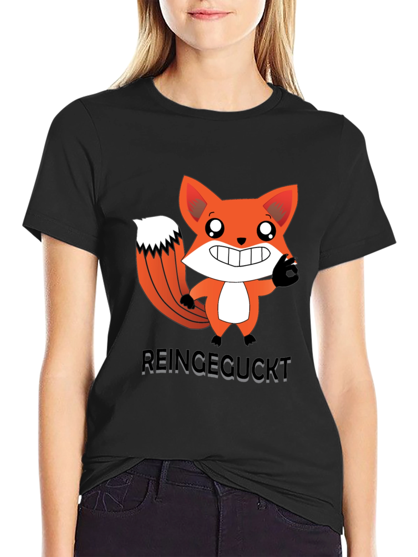 Cartoon Fox Graphic Tee - REINCE CUCKT Funny T-Shirt