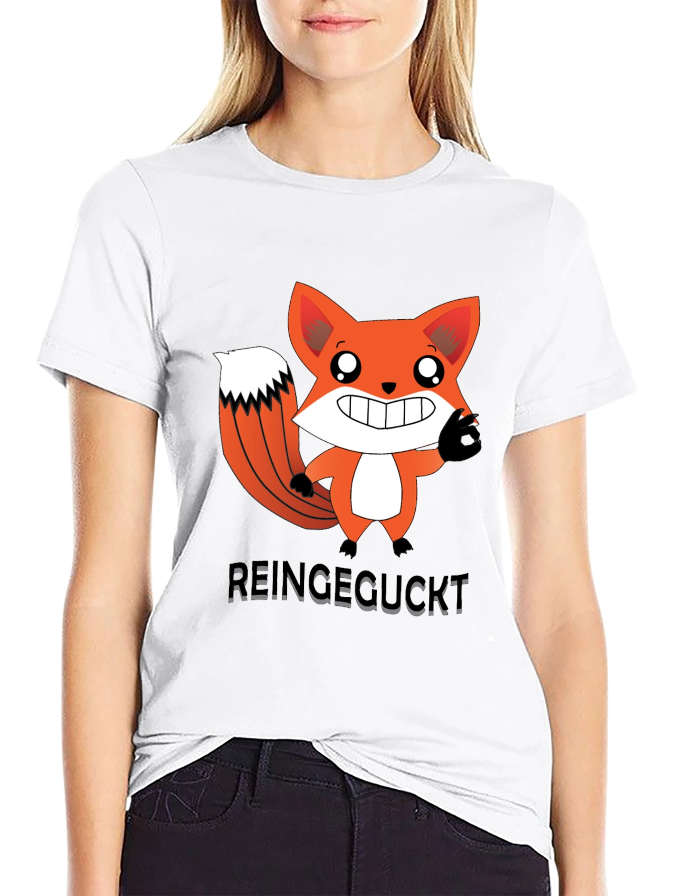 Cartoon Fox Graphic Tee - REINCE CUCKT Funny T-Shirt