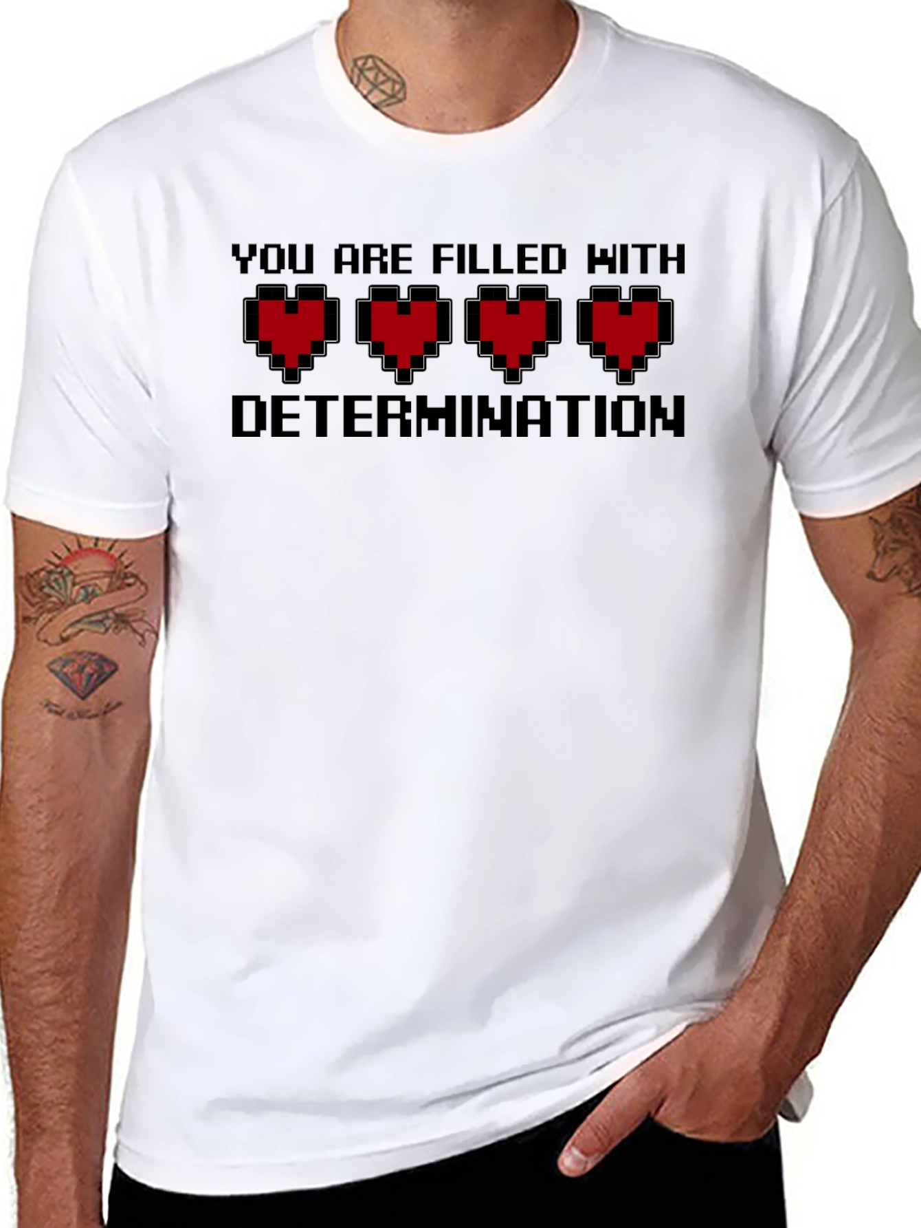 Determination Pixel Heart T-Shirt - Black