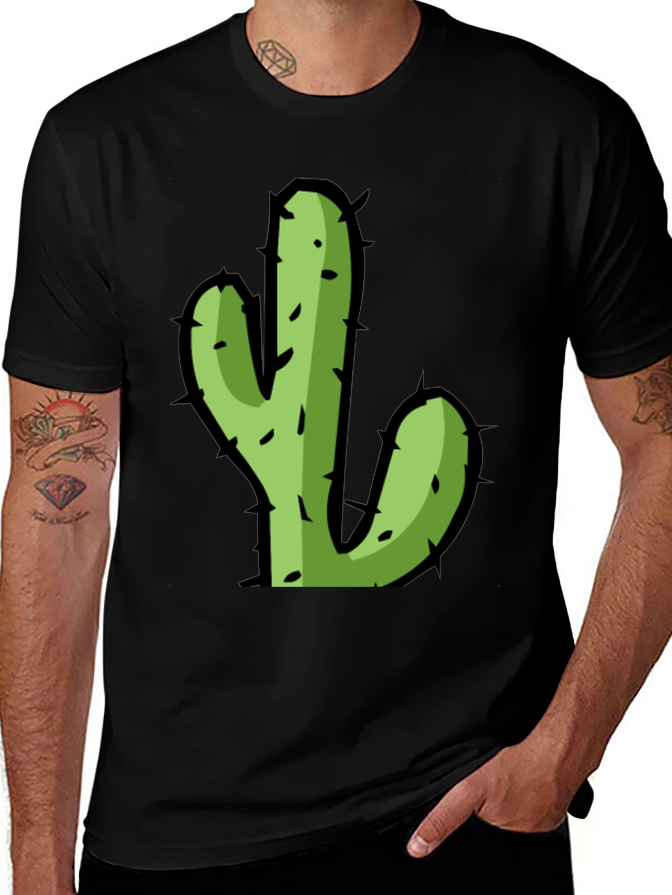 Cactus Graphic Black T-Shirt - Trendy Desert Style