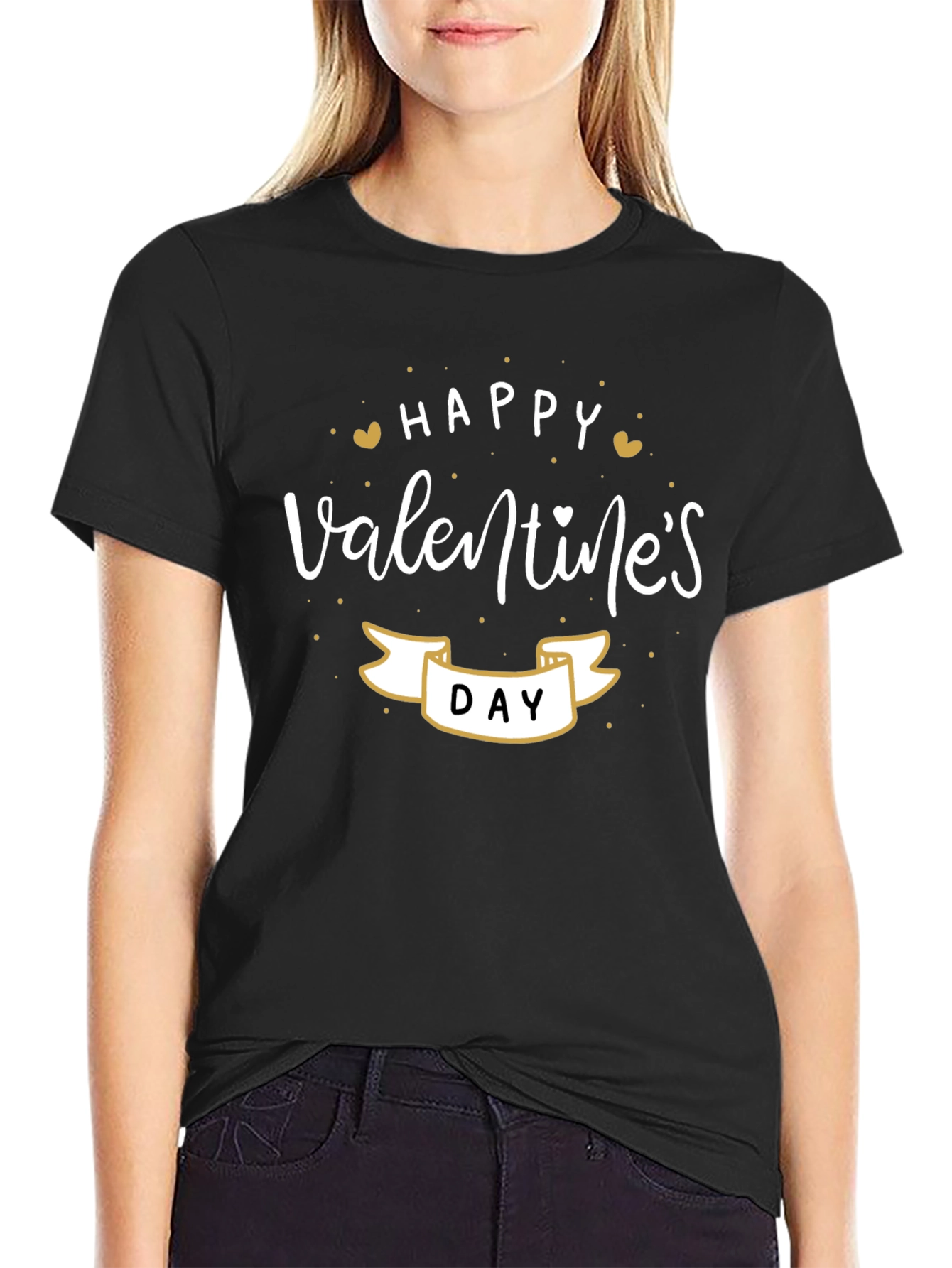 Happy Valentines Day Black T-Shirt