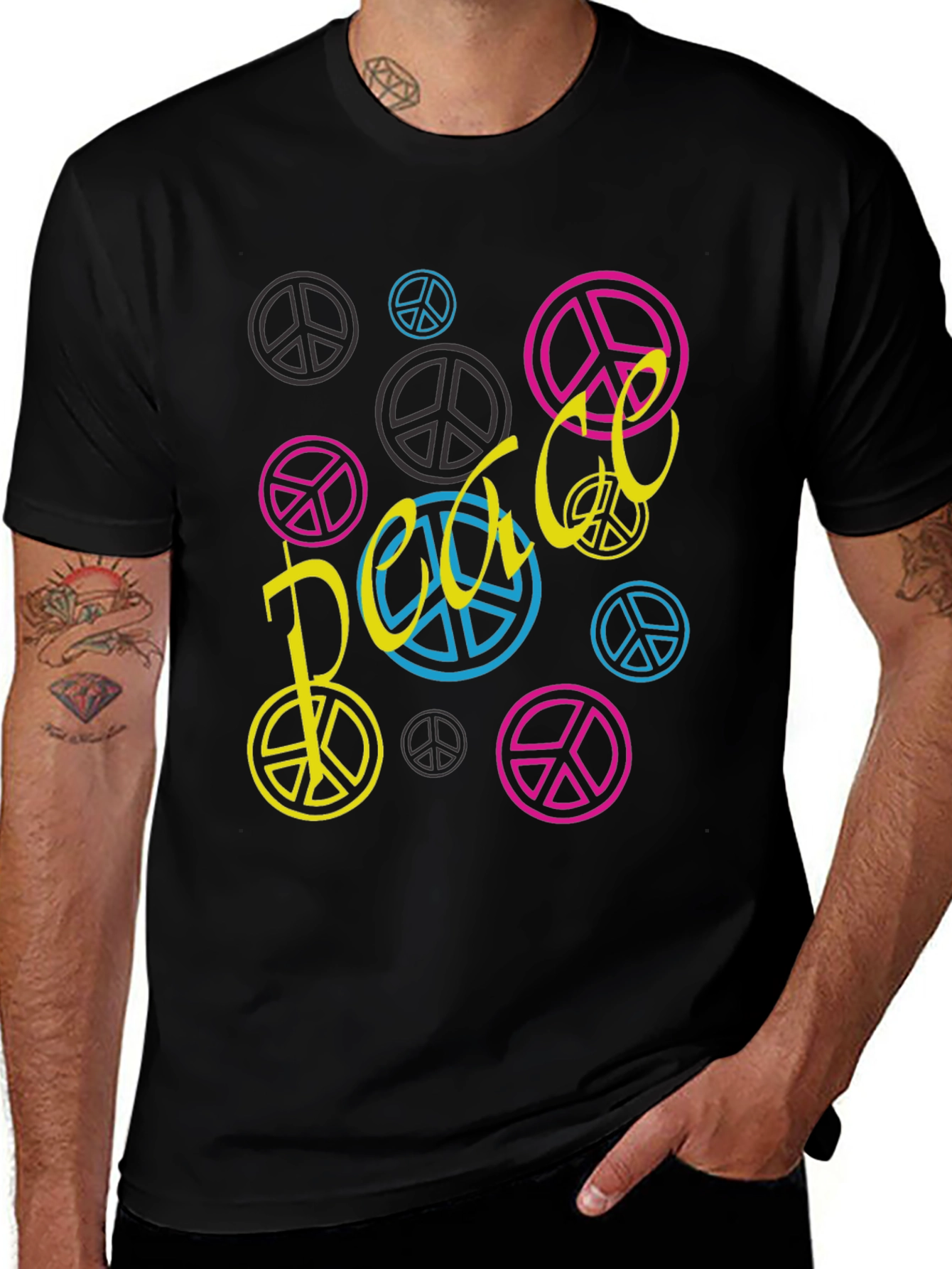 Peace Sign Graphic Tee - Black Unisex T-Shirt