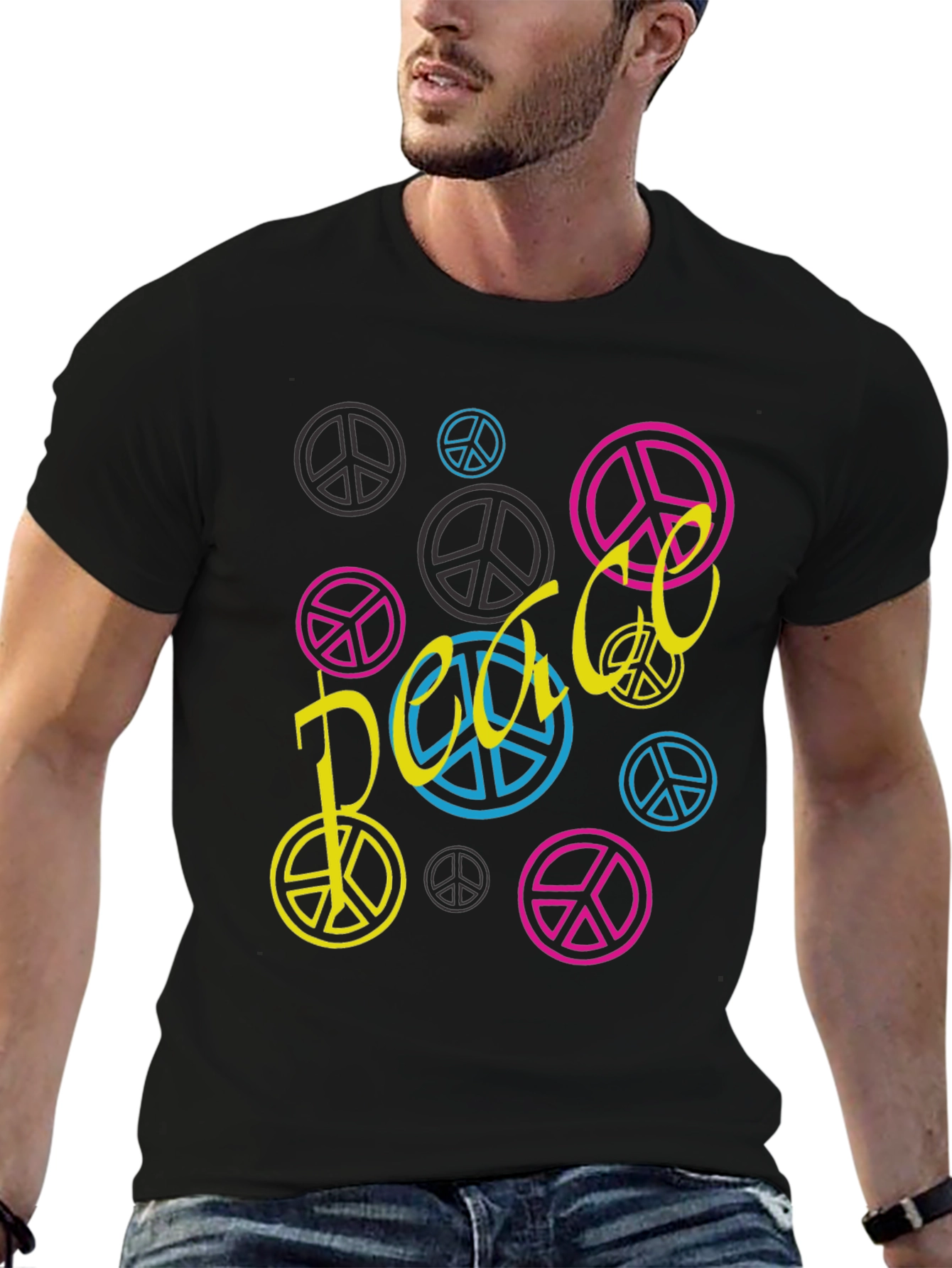 Peace Sign Graphic Tee - Black Unisex T-Shirt
