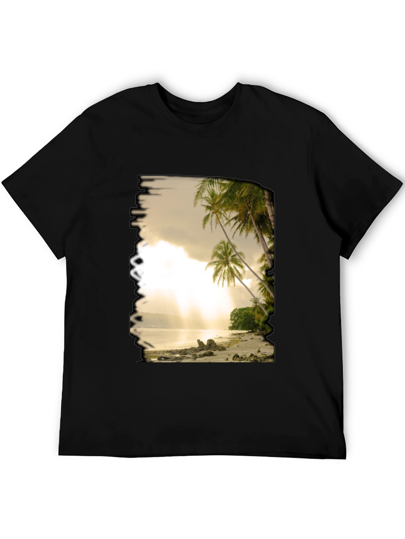 Beach Scene Graphic Tee - Tropical Paradise T-Shirt